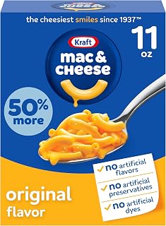 Kraft Original Mac & Cheese, 11 oz Box - Classic Cheesy Comfort Food, No Artificial Flavors, Preservatives or Dyes