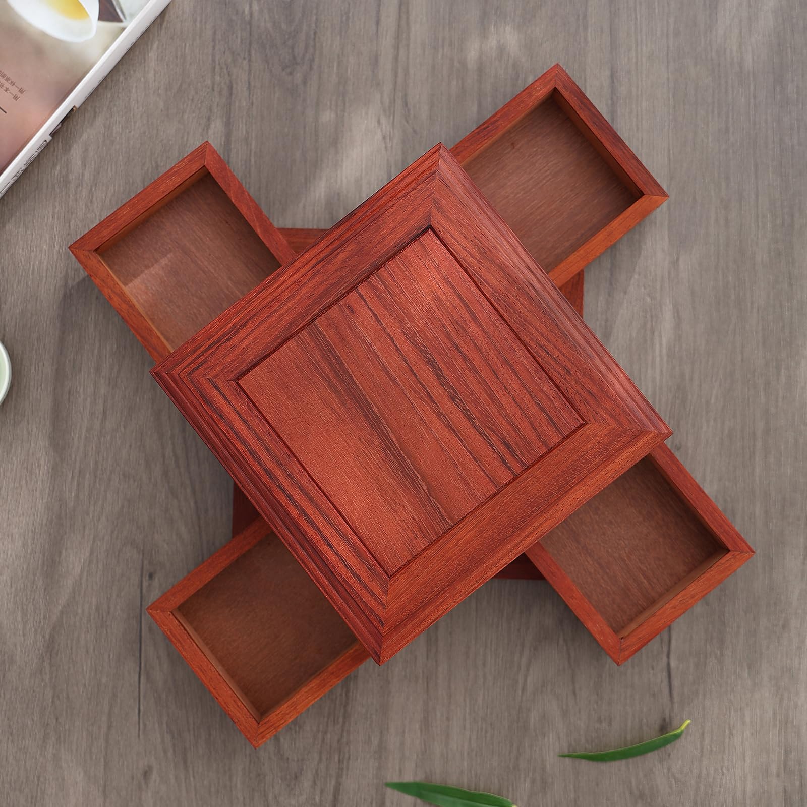 360° Drehbare Snackbox Aus Holz Für Trockenfrüchte, Ideal Für Nüsse, Partys Und Picknicks, EIN- Oder Zweilagig Erhältlich, Für Trockenfrüchte, Tee, Kaffee, Single Layer