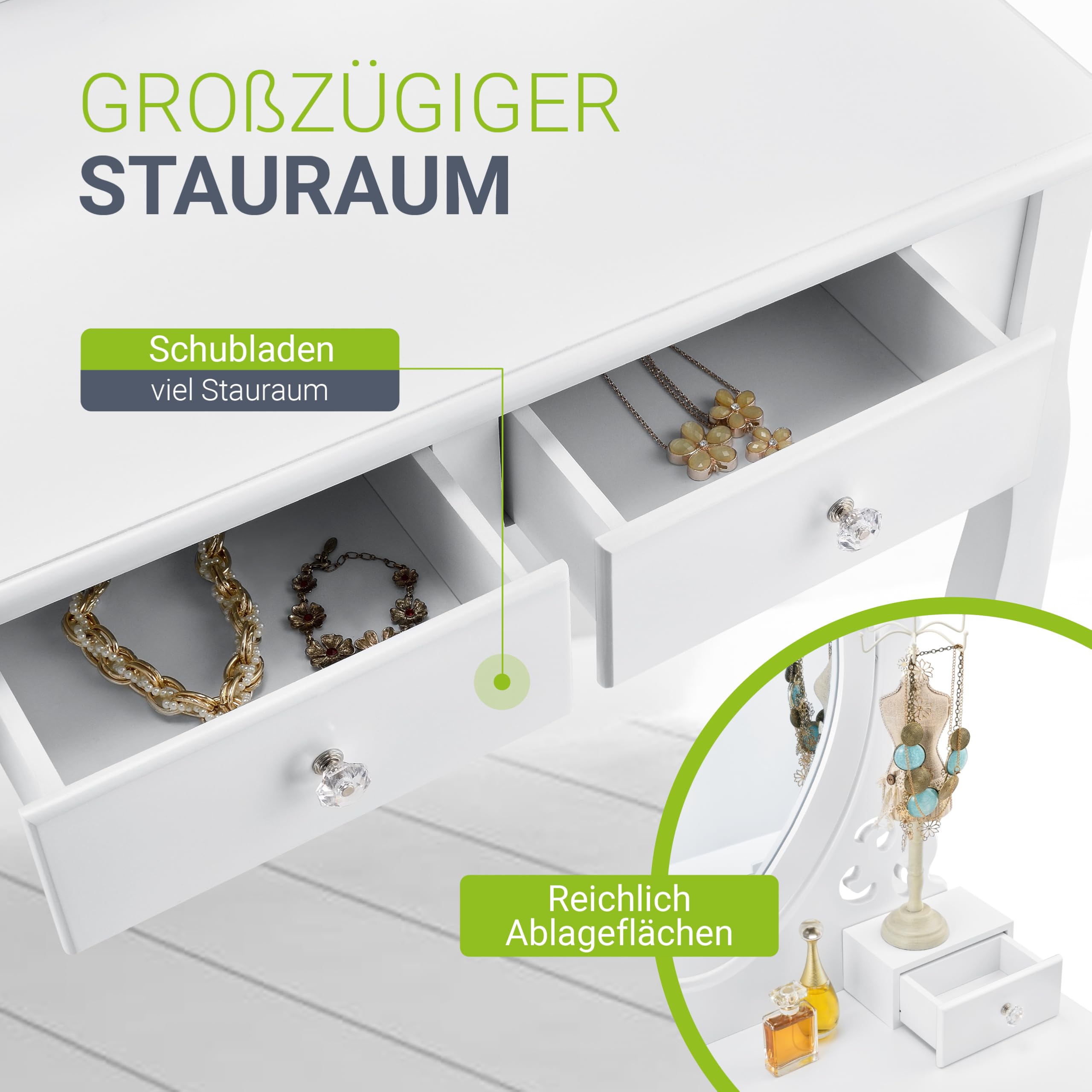 Make-up tafel met kruk en spiegel - Tafels | Kaptafels