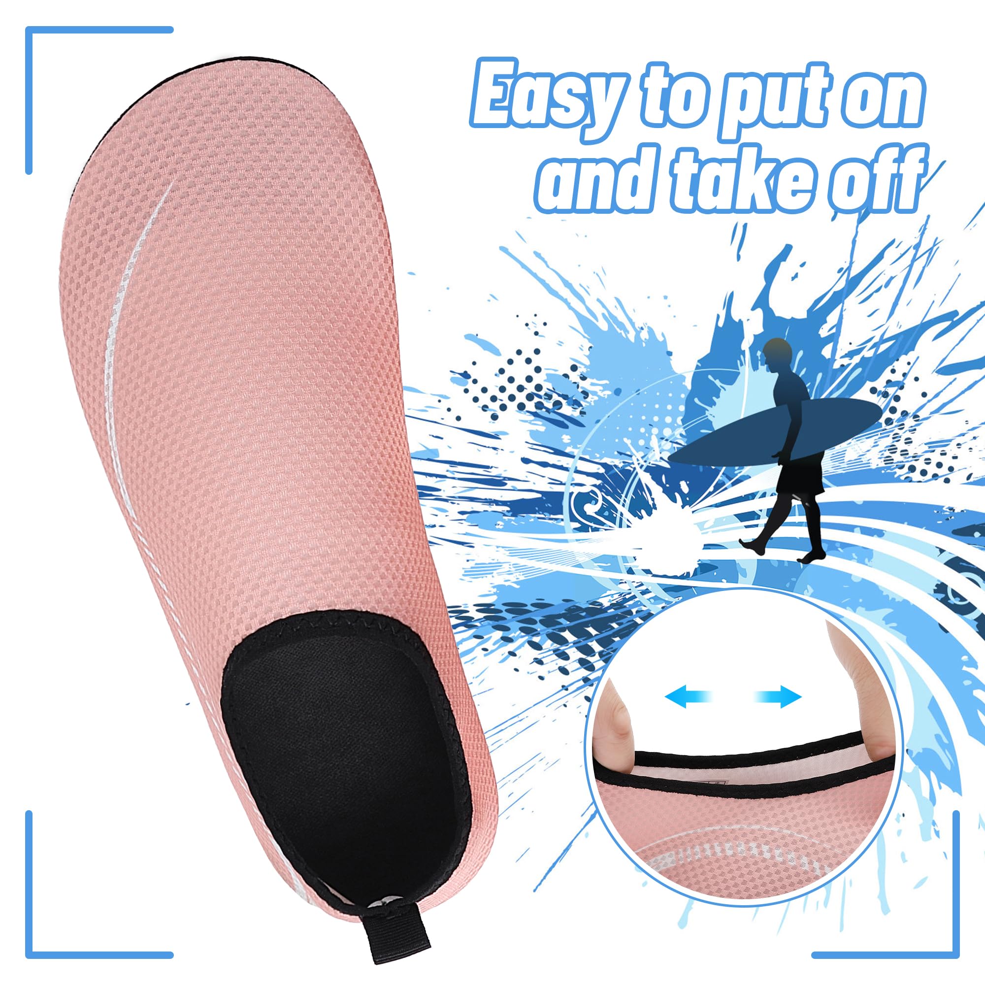Buty do Wody Water Shoes Buty do SportóW Wodnych Lekkie Buty do PłYwania Buty PlażOwe Buty do Jogi Buty do Surfowania dla Kobiet I MężCzyzn.Różowy, 38EU