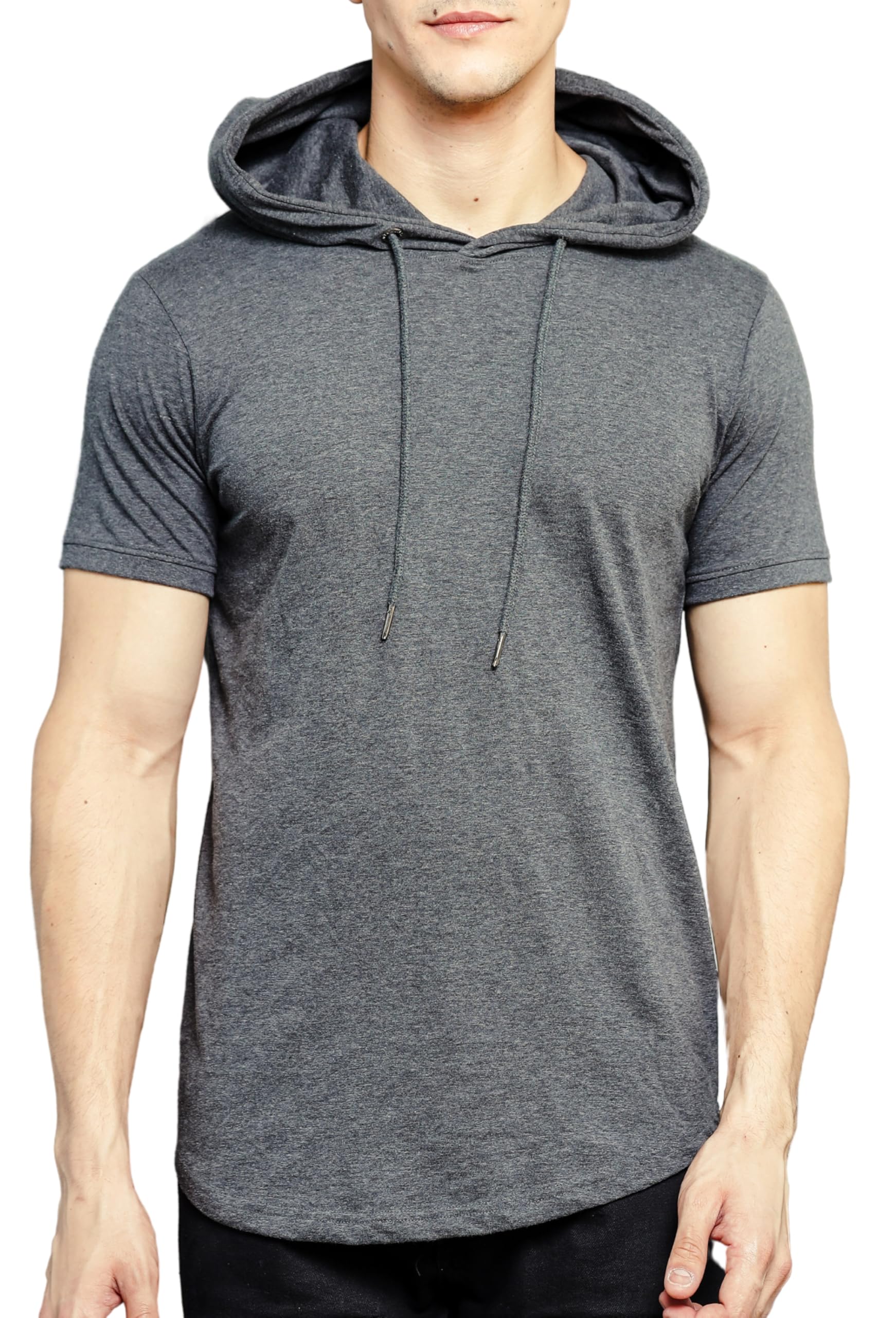 Short Sleeve Hooded T-Shirts for Men 100% Cotton Shirts Lightweight  Muscle Tees Pullover Summer Hoodies