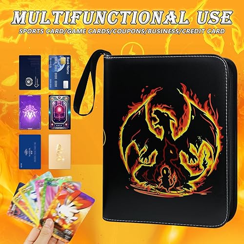 Miniatura 3 de Carpeta de tarjetas de 4 bolsillos, 440 bolsillos con 55 fundas extraíbles para juegos de JCG, colección de tarjetas coleccionables deportivas,