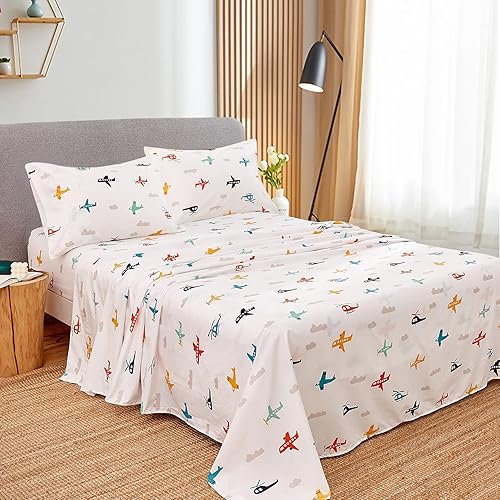 Miniatura 9 de JSD Kids - Juego de sábanas estampadas para cama individual, tamaño completo, 34 piezas de microfibra cepillada de 15 pulgadas de profundidad, sin
