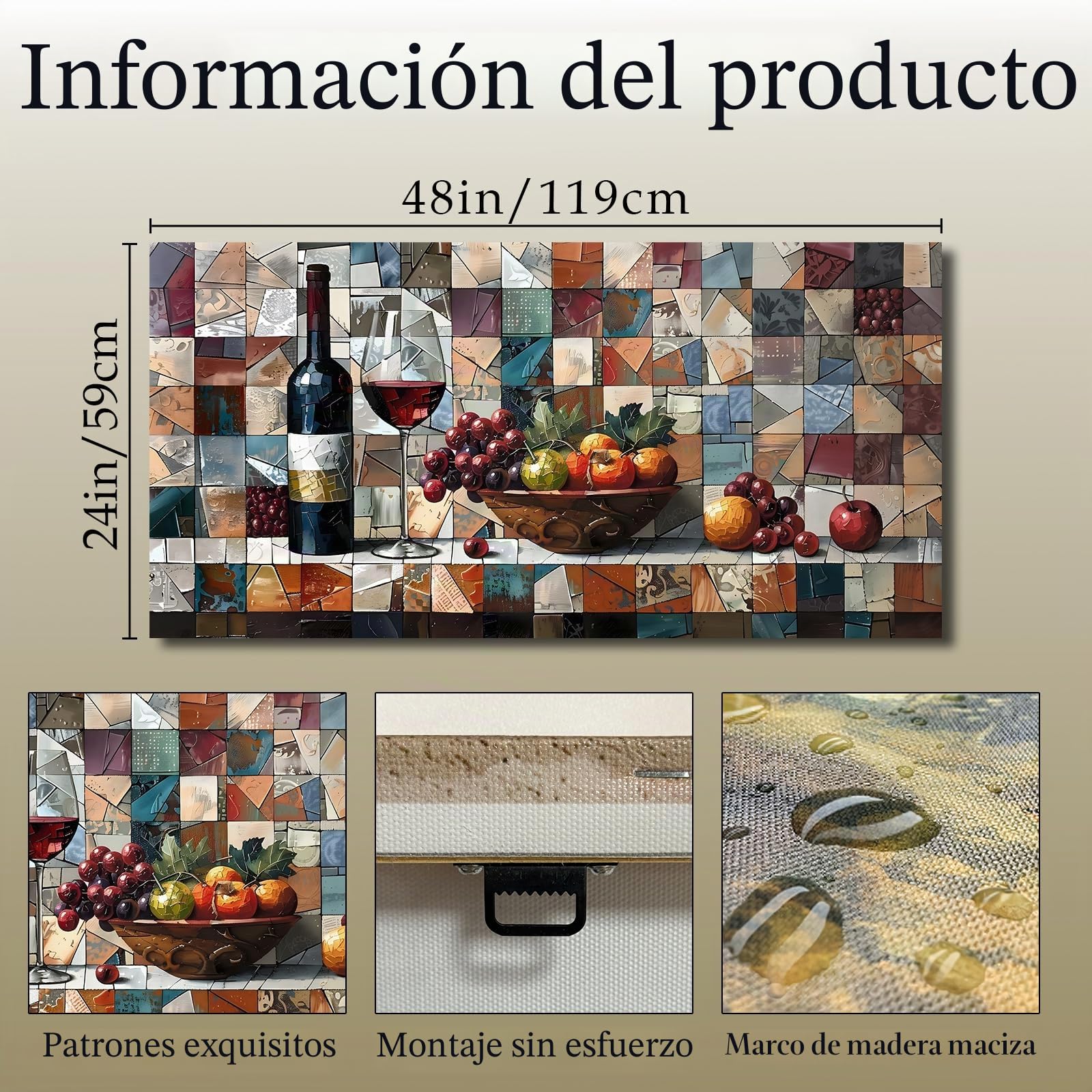 hyidecorart Moderno Cuadros Decoracion Salon Cocina Dormitorios 59x119 cm | Motivo Artístico, Impresión HD, Fácil de Colgar, Gran Formato, Decoración Mural Armoniosa, Regalo, Montaje Rápido