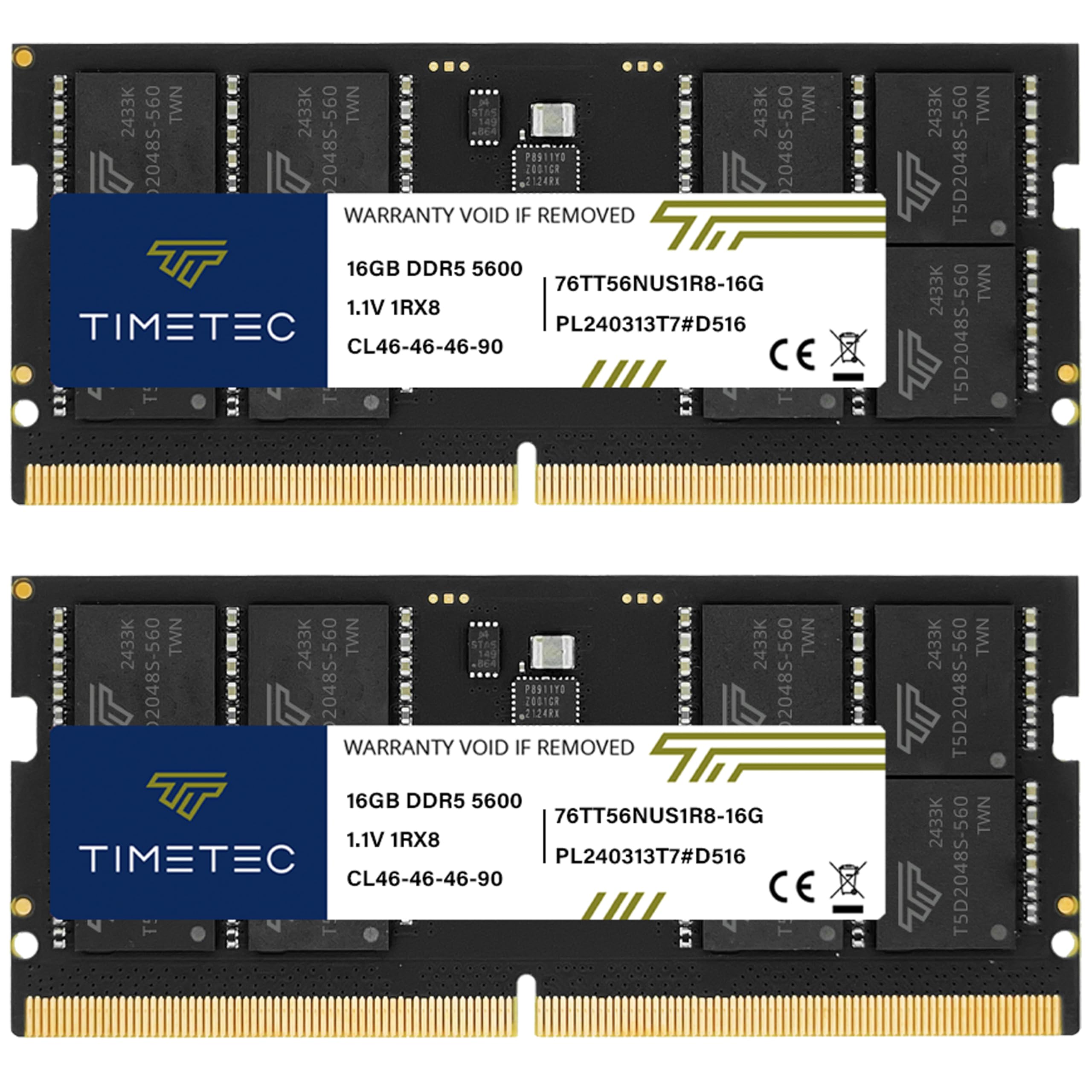 Timetec 32GB KIT(2x16GB) DDR5 5600MHz PC5-44800 Unbuffered Non-ECC