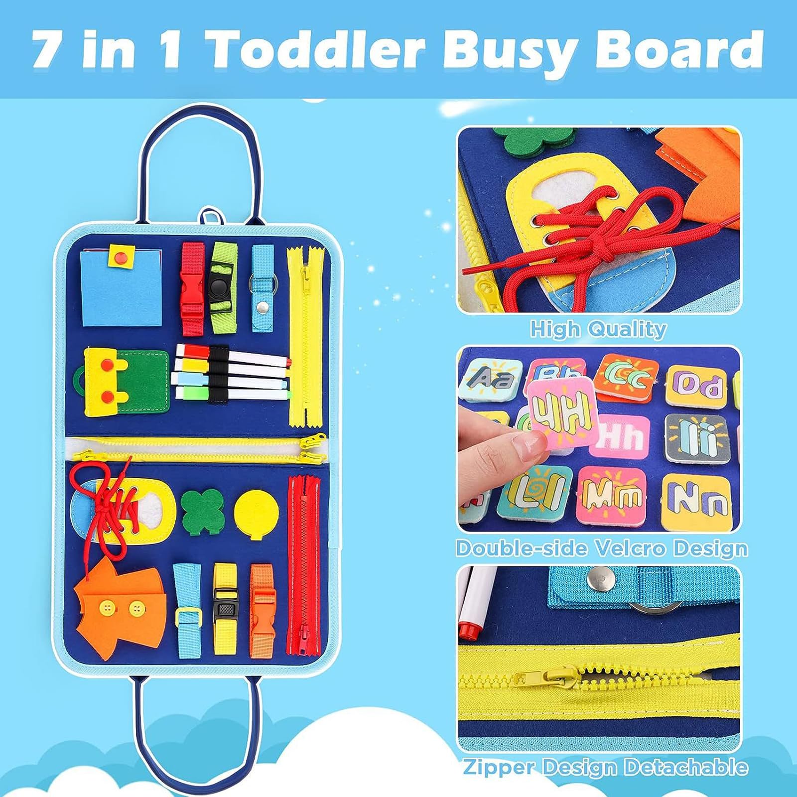 IZDUDO Busy Book for Toddlers, Montessori Busy Board Sensory Activity Book for Developing Fine Motor Skills & Preschool Education, Travel-Friendly Learning Toy for Plane & Car #2 - Image 2