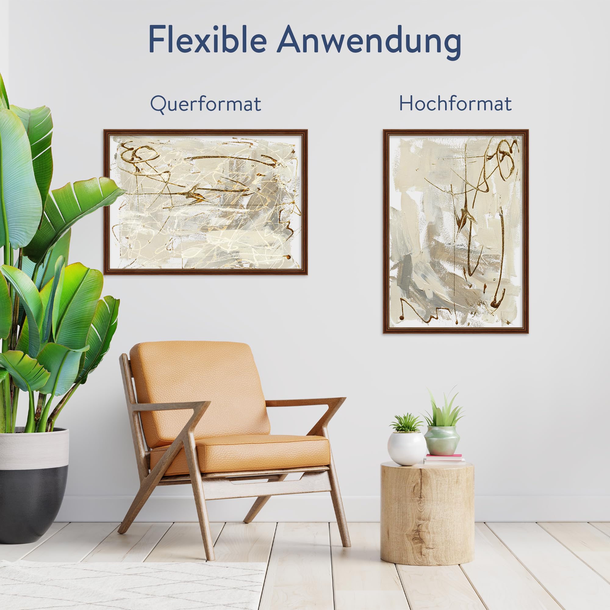 WANDStyle Bilderrahmen A2 Holz, DIN A2 Bilderrahmen Braun Vintage 60x42 cm | Hochwertiger Holzbilderrahmen Antik, Posterrahmen zum Aufhängen, Rahmen 42x60 cm, Fotorahmen H182 Made in Germany