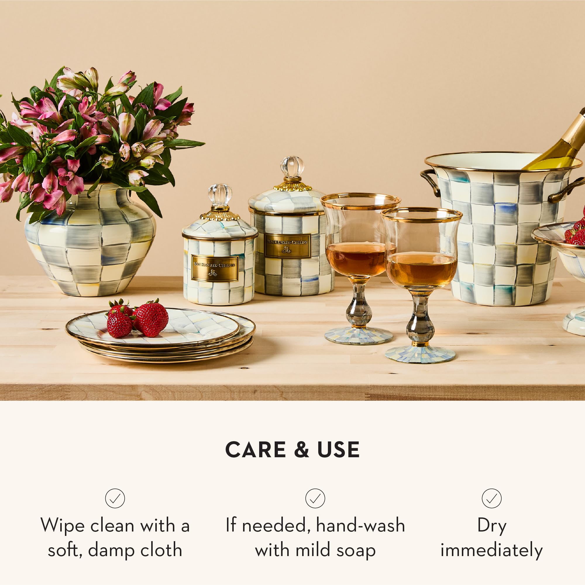 Amazon.com: MACKENZIE-CHILDS Large Enamel Vase, Unique Flower-Vase