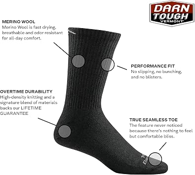 Darn Tough Tactical Micro Crew Cushion Socks (T4066) Unisex | 55% Merino Wool, True Seamless Toe, keeps feet dry, all-weather performance, arch support, pairs with boots, Vermont USA