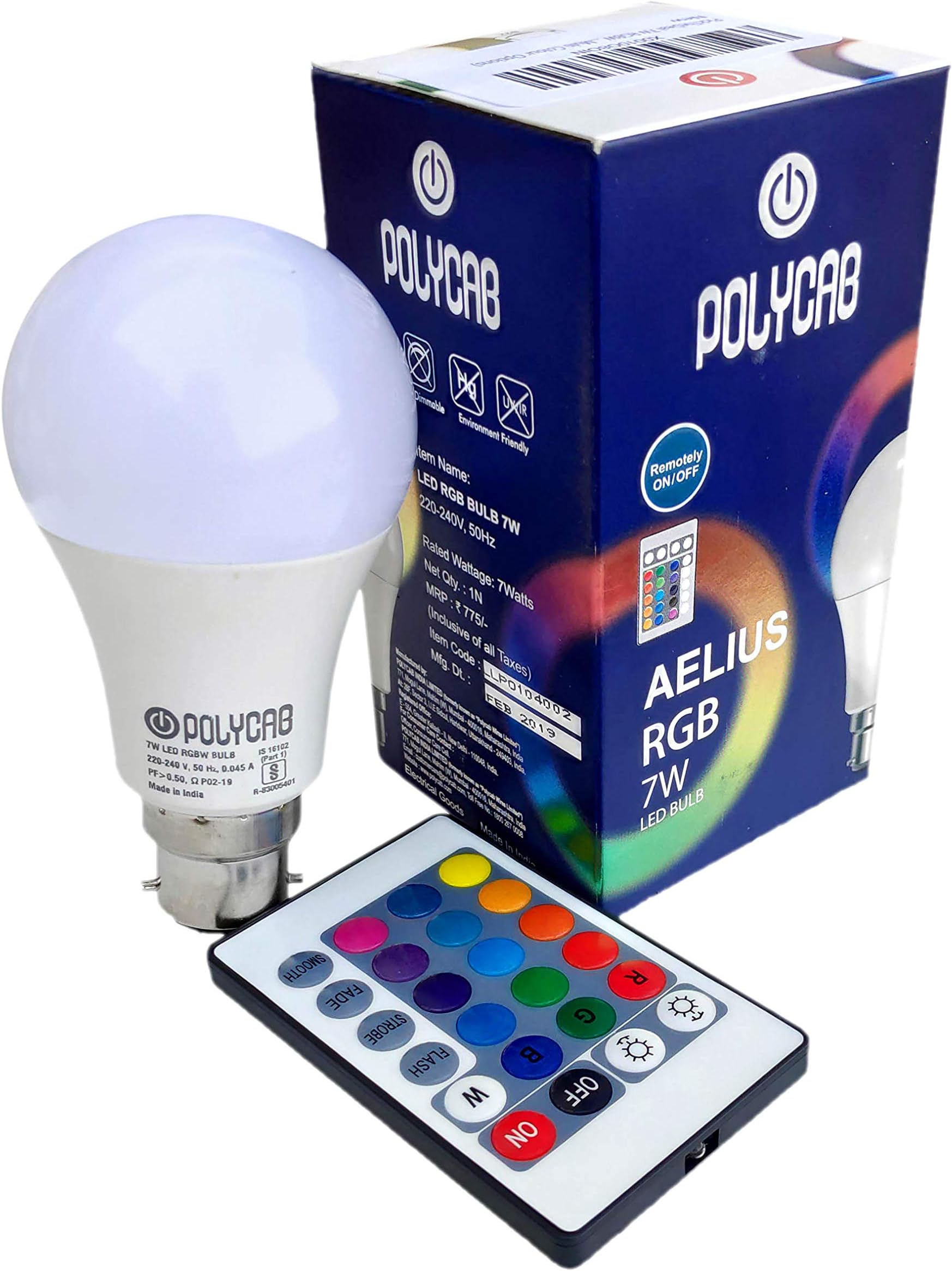 PickTheDeal 7-Watts B22 LED Bulb, Sensor 7w Polycab (Multicolour, White)