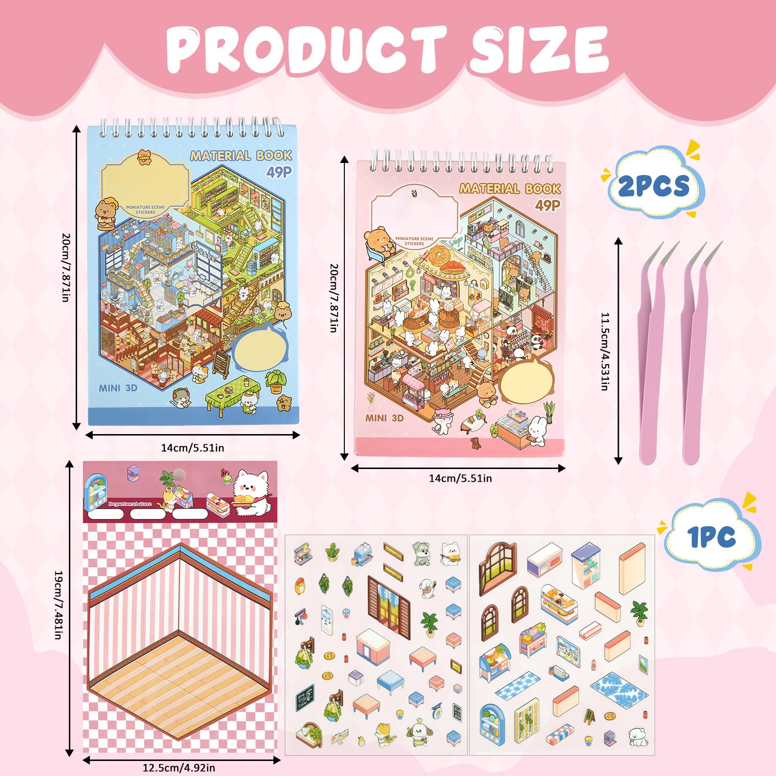 41 Sets DIY 3D Sticker Scene, PET 3D House Stickers, Cute Cartoon Sticker Therapy - Image 2