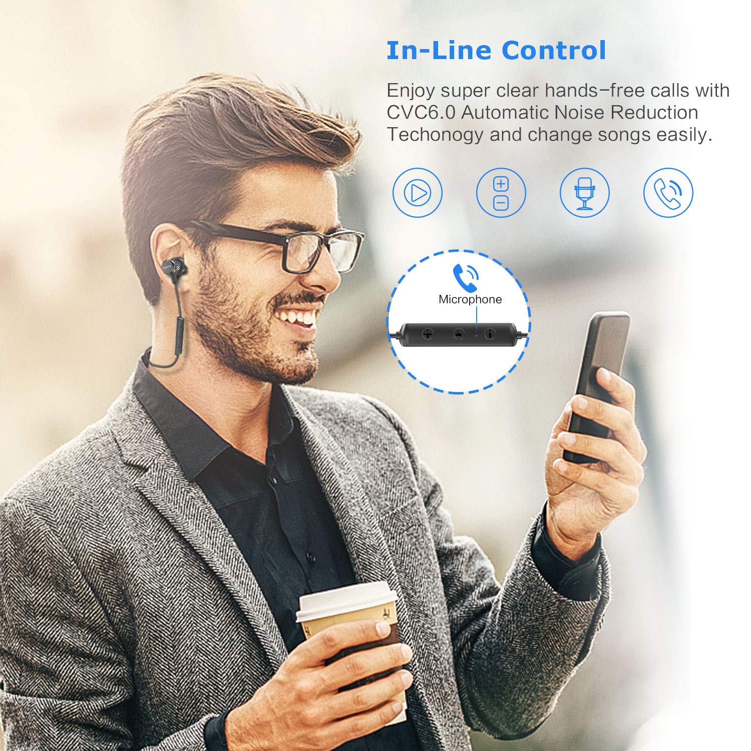 Naporon Wireless Headphones, HiFi Stereo Magnetic Earbuds