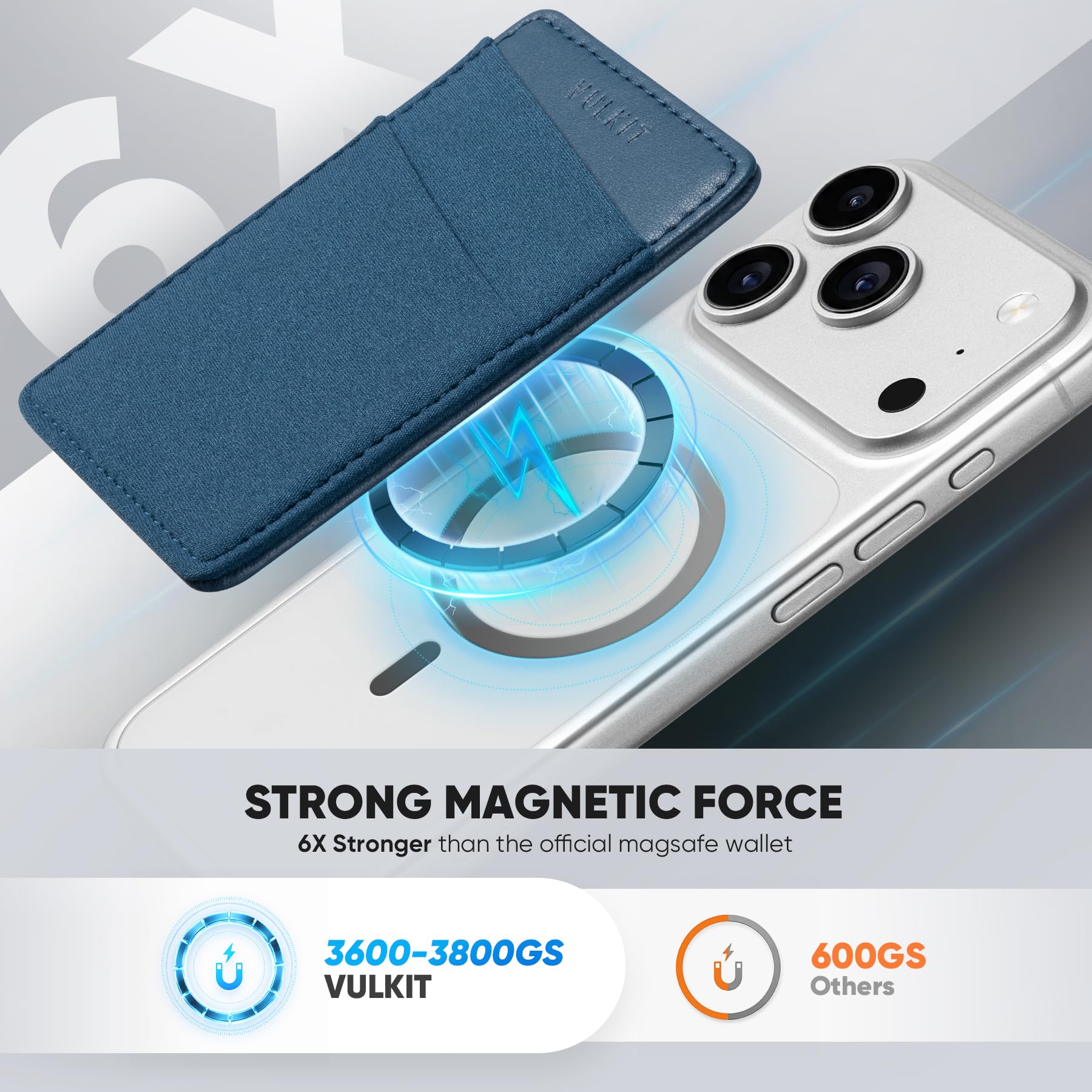 VULKIT Portafoglio Magsafe compatibile con Serie iPhone 15/14/13/12, porta carte RFID in lycra elastica con magnete MagSafe