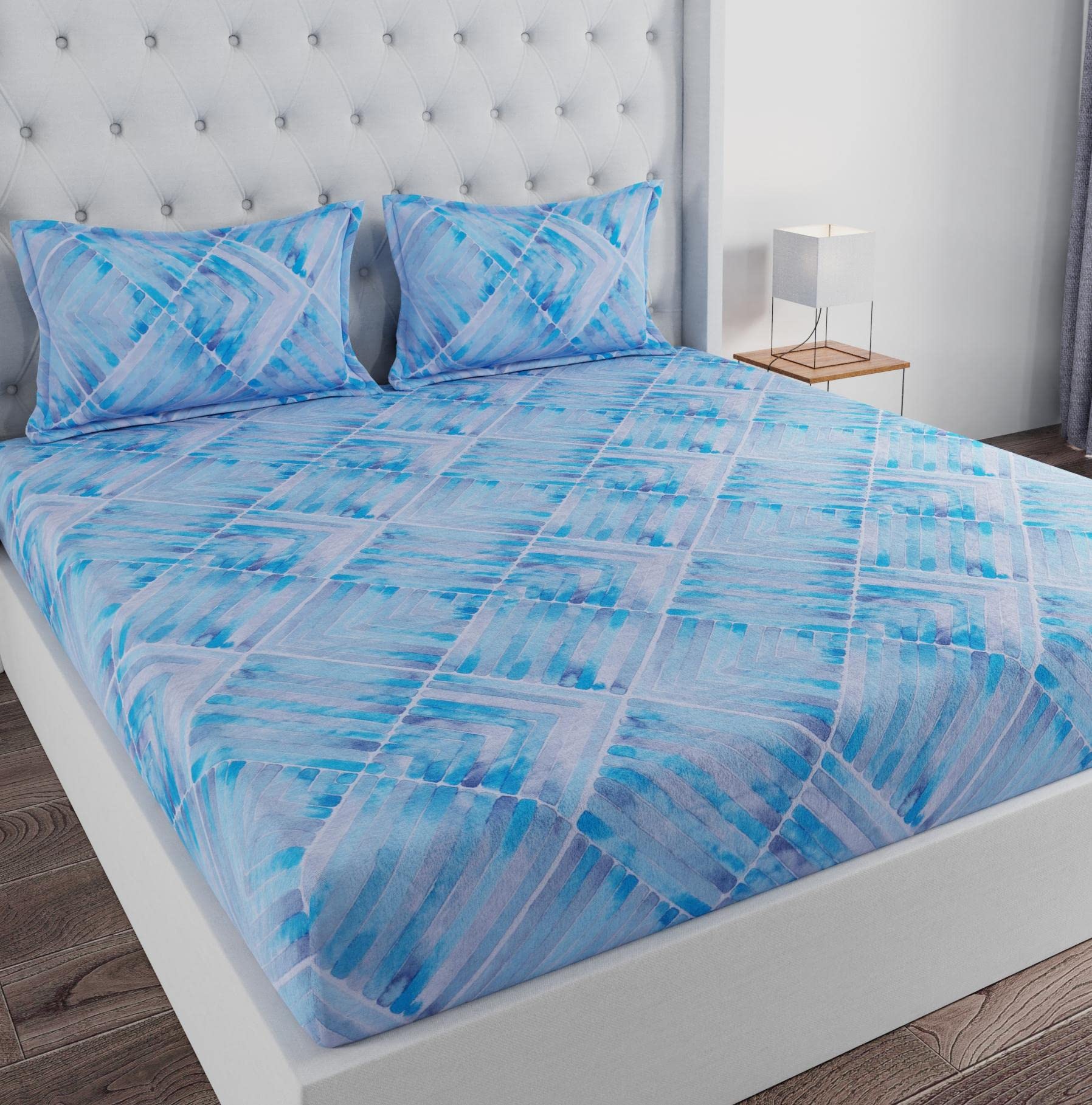 HUESLAND by Ahmedabad Cotton 144 TC Single Bedsheet with 1 Pillow Cover - Grey, Blue & White (B09PNG6Z3F) Amazon Price History, Amazon Price Tracker