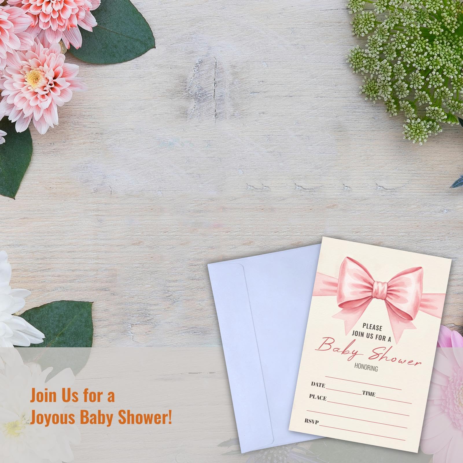 Różowy łuk Baby Shower Party zaproszenia kartka zestaw papieru z kopertami dla dziewczynki chłopca 25 szt. 10 x 15 cm słodkie ciepło