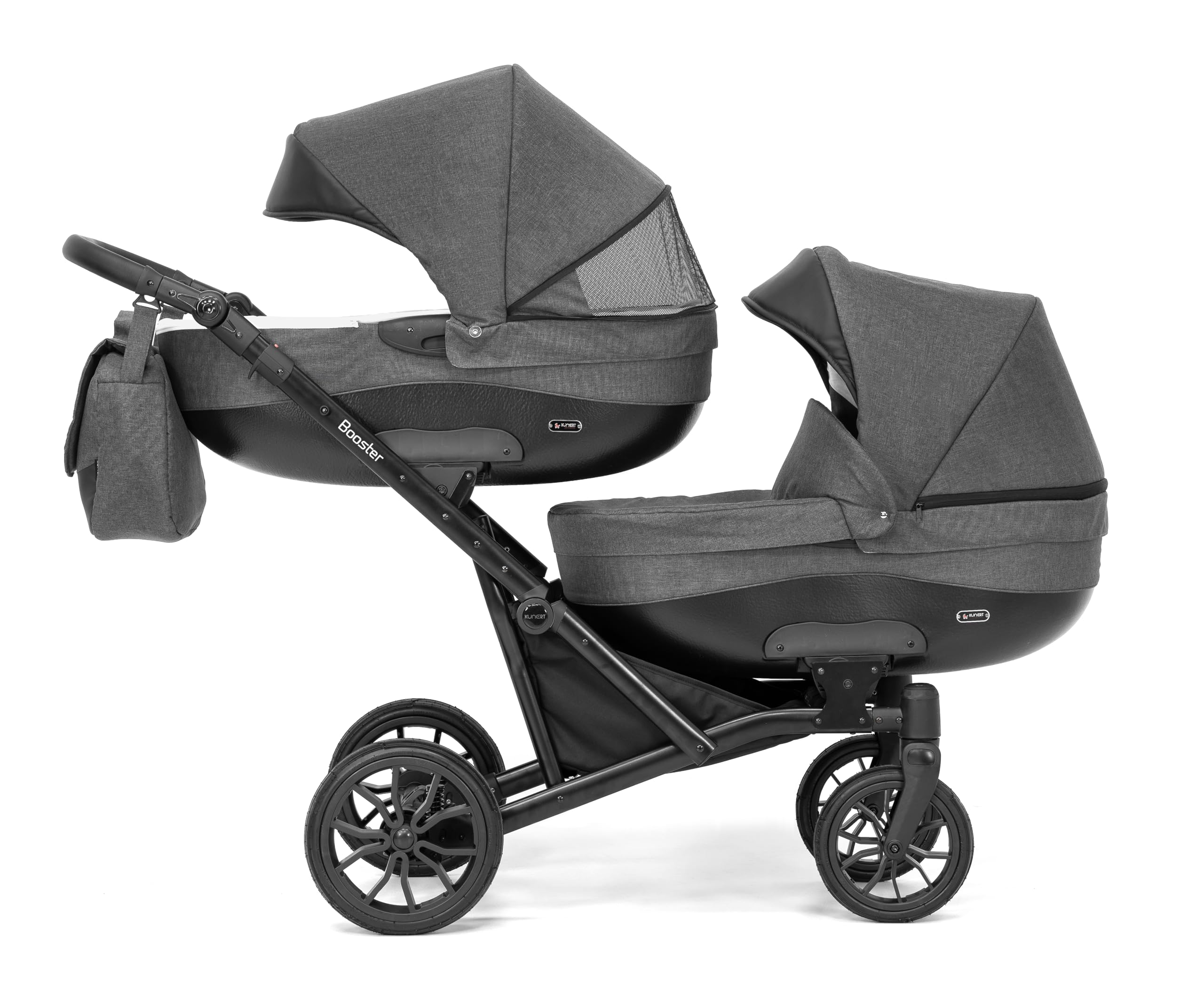 Un passeggino gemellare 3 in 1 et 2 in 1 navicella carrozzina seggiolino auto KUNERT Booster 3in1 et 2in1 passeggini (grafite, 3in1)