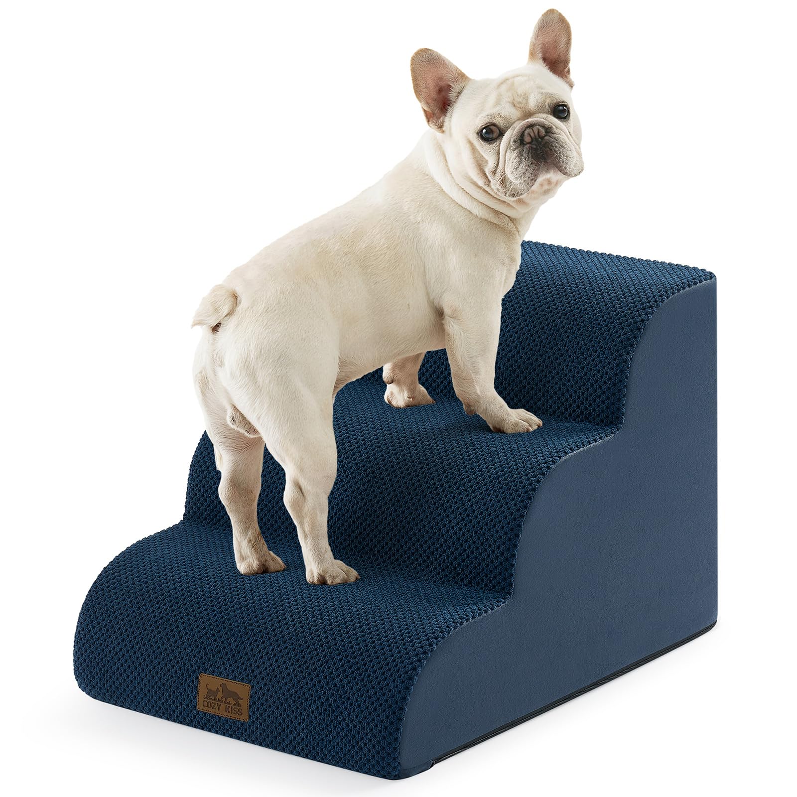 COZY KISS Wide Dog Stairs for Small Dog 15.7" H, 3 Step Pet Ramp for Couch