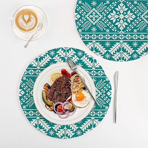 Miniatura 4 de 3 Pcs High Heat Trivet Christmas Green Pattern with Christmas Tree for Hot Dishes 15in Cotton Thread Weave Heat Resistant Mats for Stove Camper Must