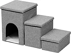 Escada 3 Em 1 para Pets (Cães e Gatos) – Degraus Macios Antiderrapantes | Acessível a Camas e Sofás | Ideal para Pets Idosos ou com Mobilidade Reduzida | Ideal para pets pequenos