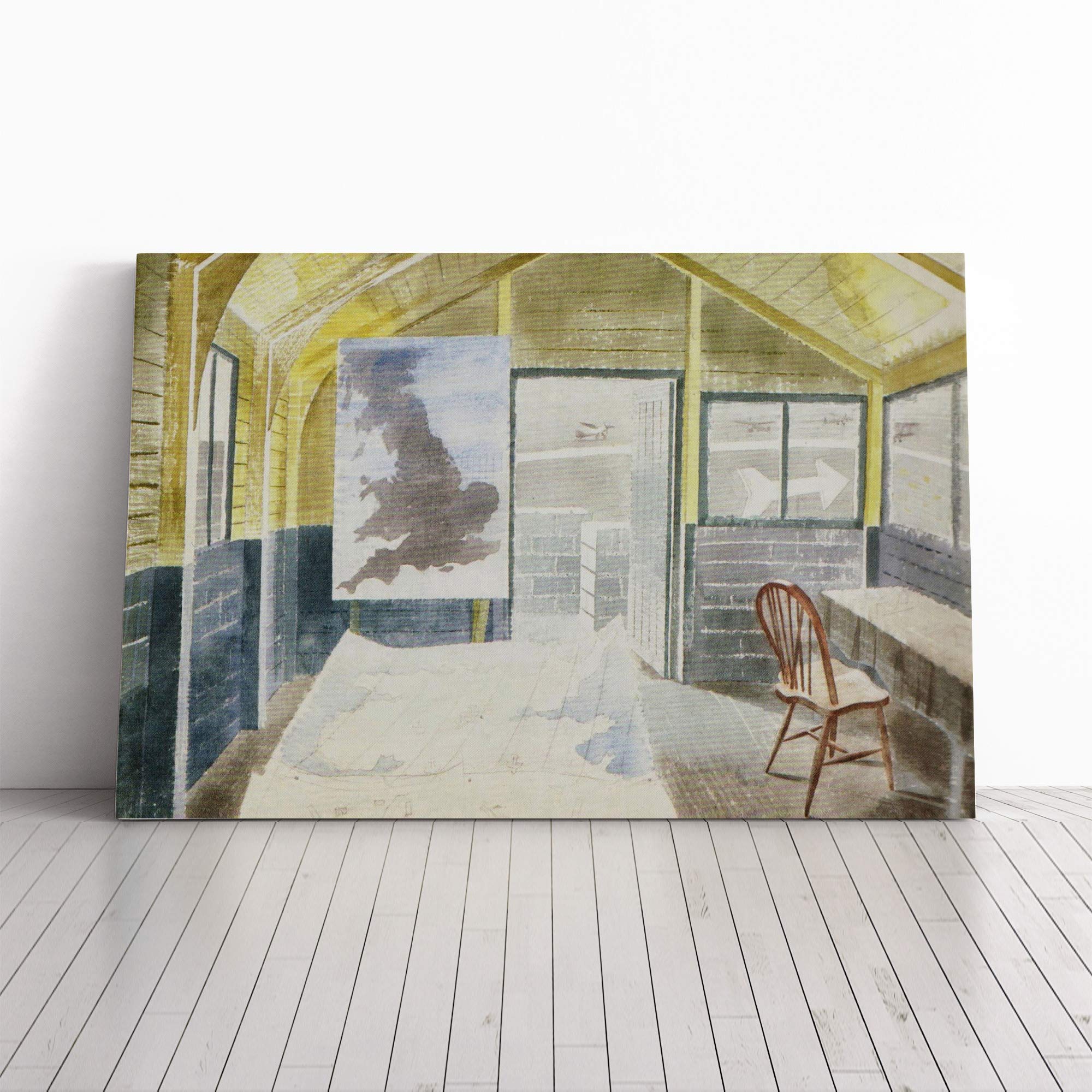 Eric Ravilious Operations Mounted and Stretched Box Frame Picture Canvas Print | Gallery Wrapped 30mm Frame Wall Art | 24x16 inches | Ready to Hang | Contemporary Picture | Living Room Lounge Office