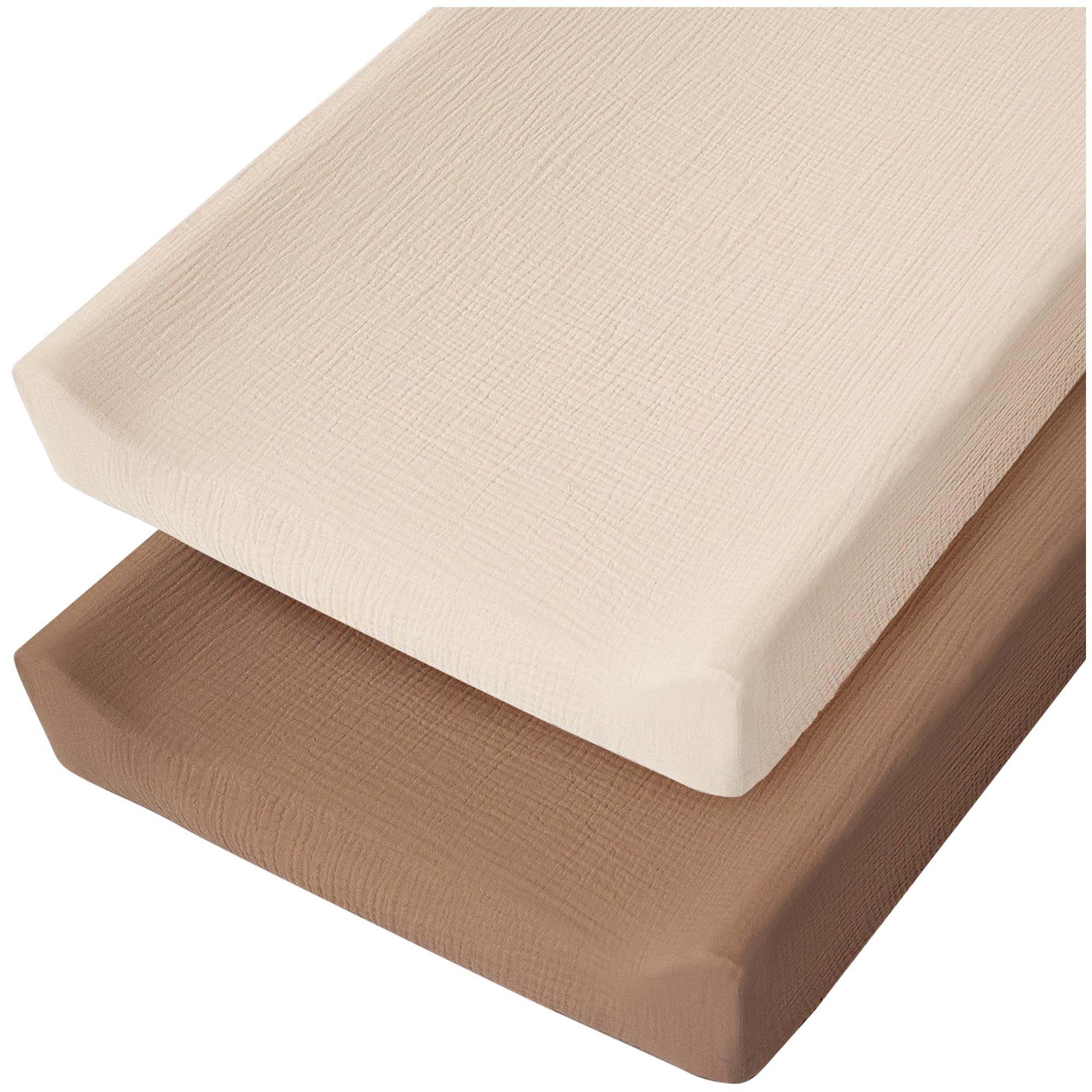 Konssy 2 Pack Muslin Changing Pad Cover for Baby Girls Boys 100% Cotton Fitted Diaper Changing Table Cover Set, Soft Changing Pad Sheets