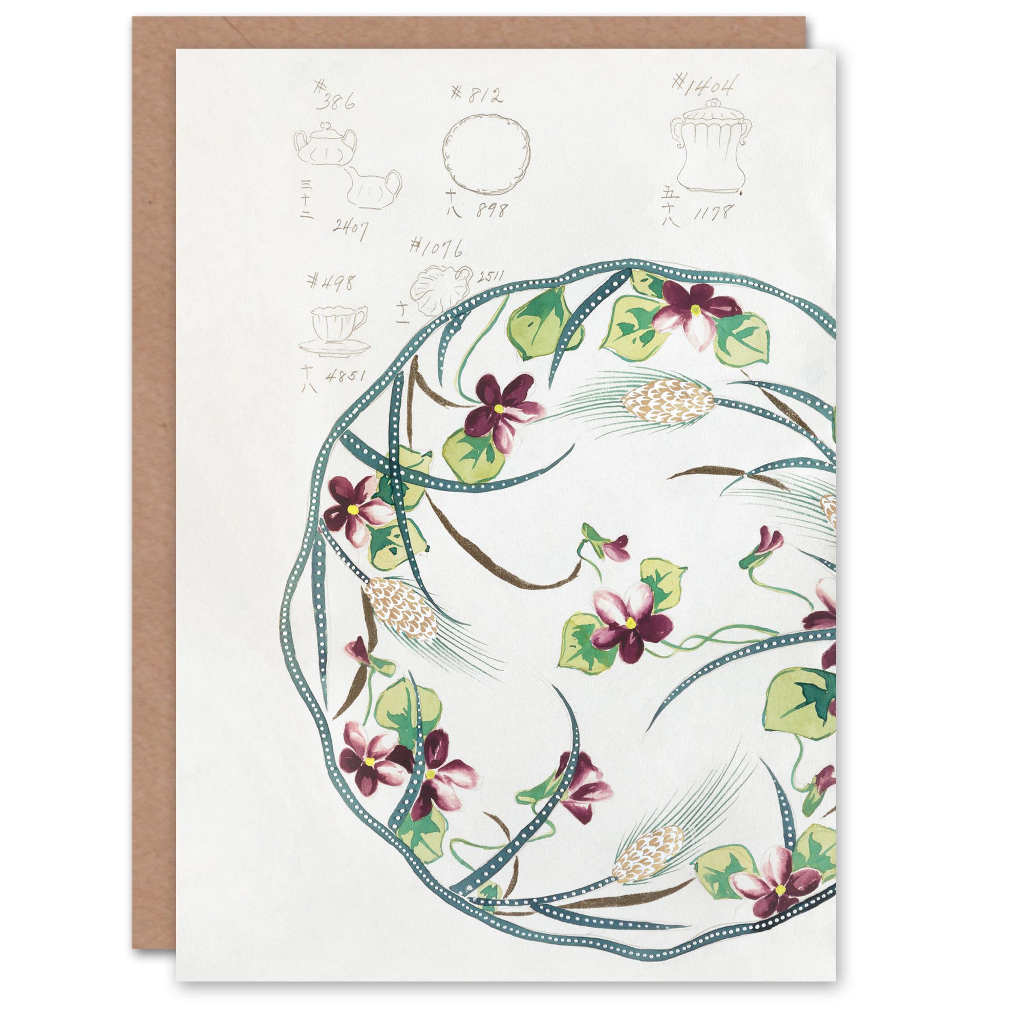 Artery8 Noritake Factory Japanese Art Card Vintage Floral Plate Design