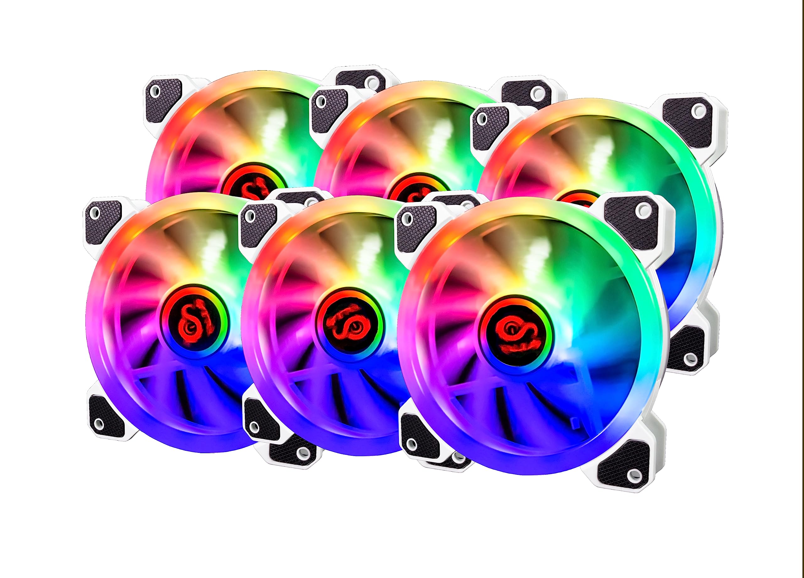 Talius Iris Spectrum ARGB/Cronos ventiladores 120 mm. Efectos de barrido, pulso, espiral. Doble Aro led. Conexión 6 pines. (6 FAN WHITE)