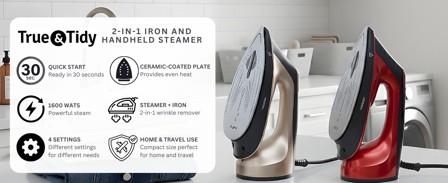 Amazon.com: True & Tidy DuoPress XL 2-in-1 Clothes Steamer & Iron