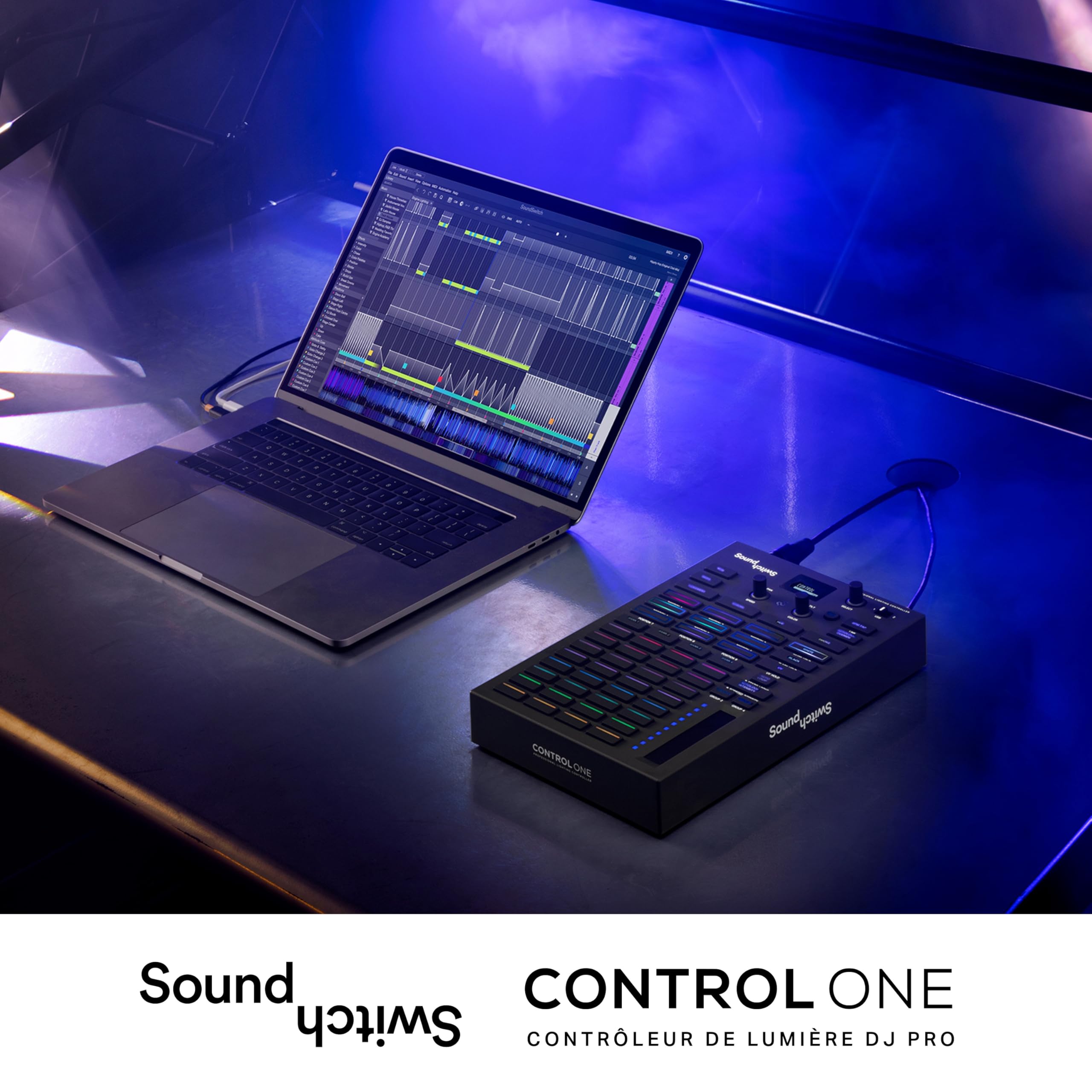 SoundSwitch Control One - Contrôleur de Lumière DMX Pour DJ, avec Trois Mois D'accès au Logiciel SoundSwitch et Prise en Charge de DMX et Phillips Hue
