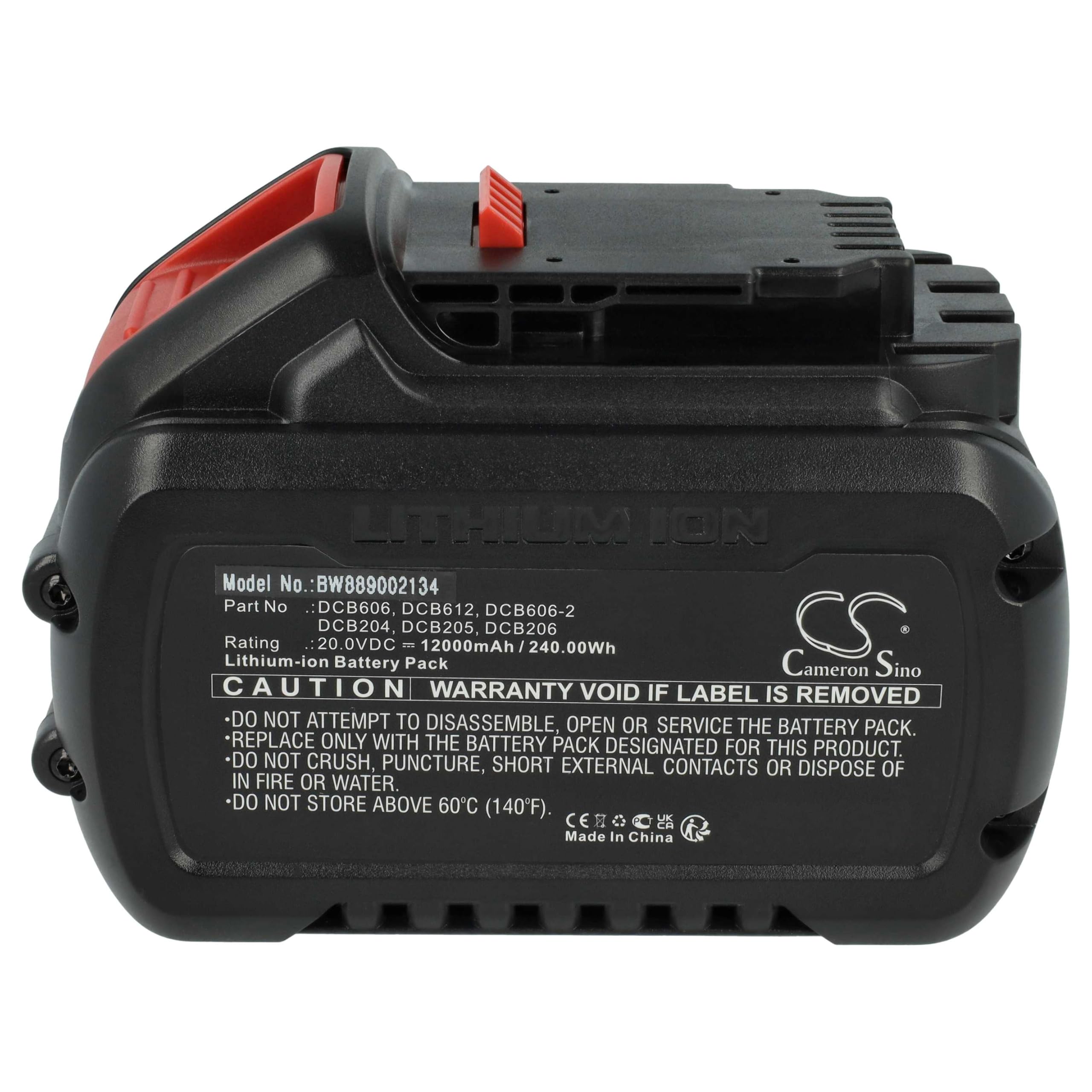 vhbw 1 x bateria kompatybilna z Dewalt DCD791NT, DCD795, DCD791P2, DCD796, DCD796D2, DCD792P2B elektronarzędzia (12000 mAh, Li-Ion, 20 V / 60 V)