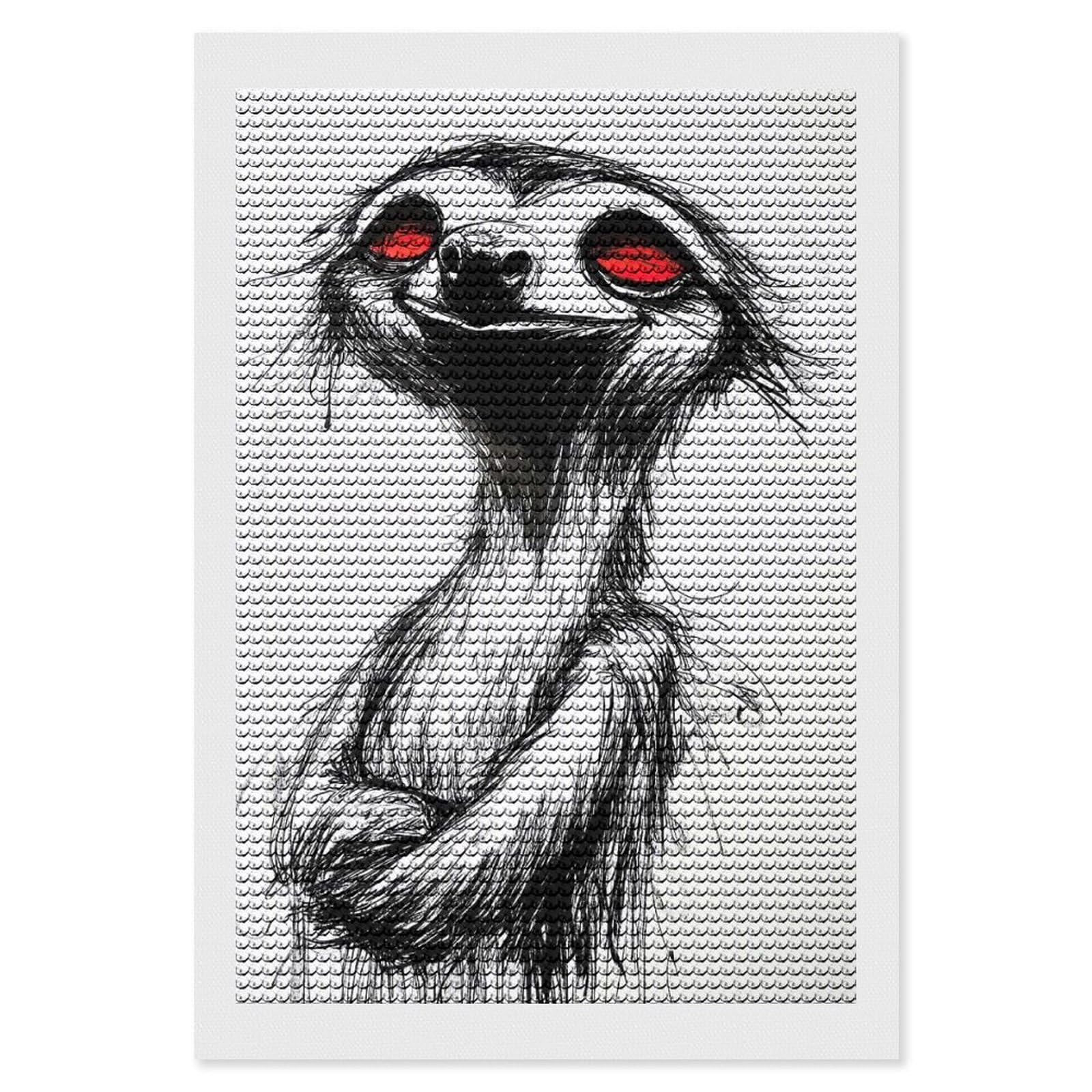 Junmoney Smiling Sloth Illustration Diamond Art Kit 8"x12", Bedroom Decor, Adhesive Canvas, Full Kit Included, Thoughtful Present, Birthday Gift