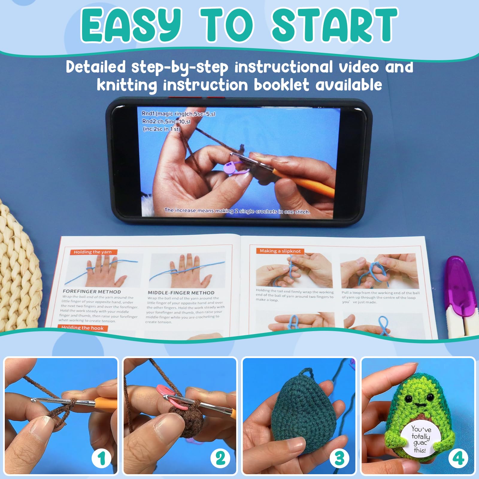 Rosedreamer Häkelset Für Anfänger - Komplettset Für Süße Tiere (Biene, Kaninchen, Pinguin)