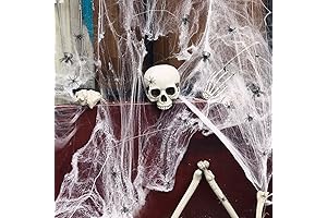 TOYMYTOY Halloween Plastic Spider Web with 164 Fake Spiders for Scary Halloween Decoration