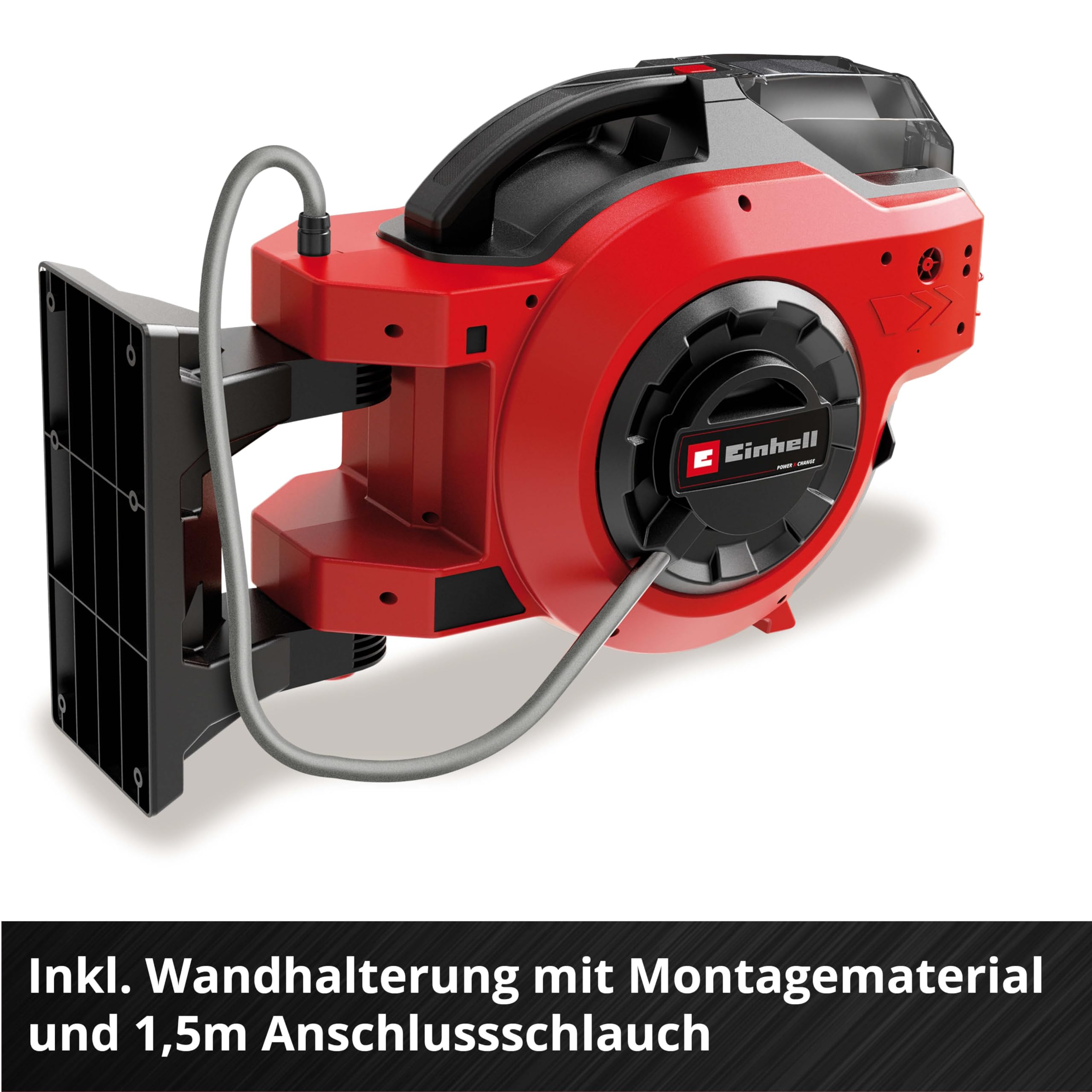 Einhell Akku-Schlauchtrommel GE-HR 18/30 WH Li-Solo (18 V, automatische Schlauchaufwicklung, 180° schwenkbar, Wandhalterung, 1,5 m Anschlussschlauch, ohne Akku & Schlauch)