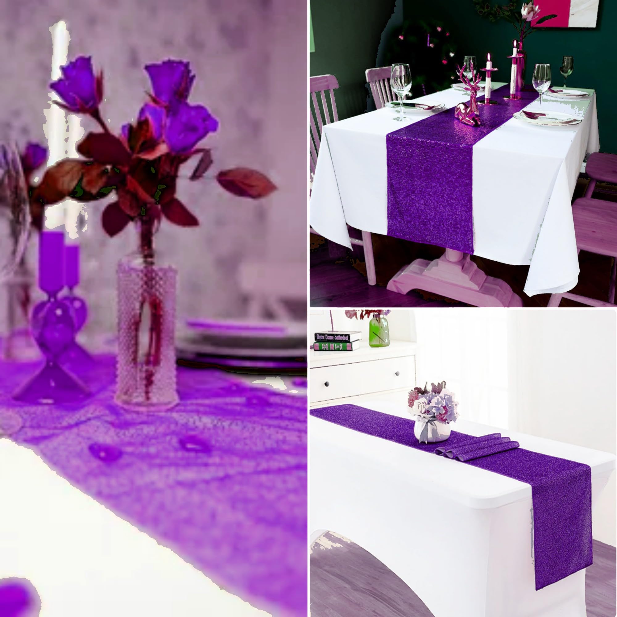 Confezione da 15 runner da tavola con paillettes metallizzate scintillanti, runner da tavola per matrimoni, fidanzamenti, feste di compleanno, feste di fidanzamento, cene, baby shower, decorazioni