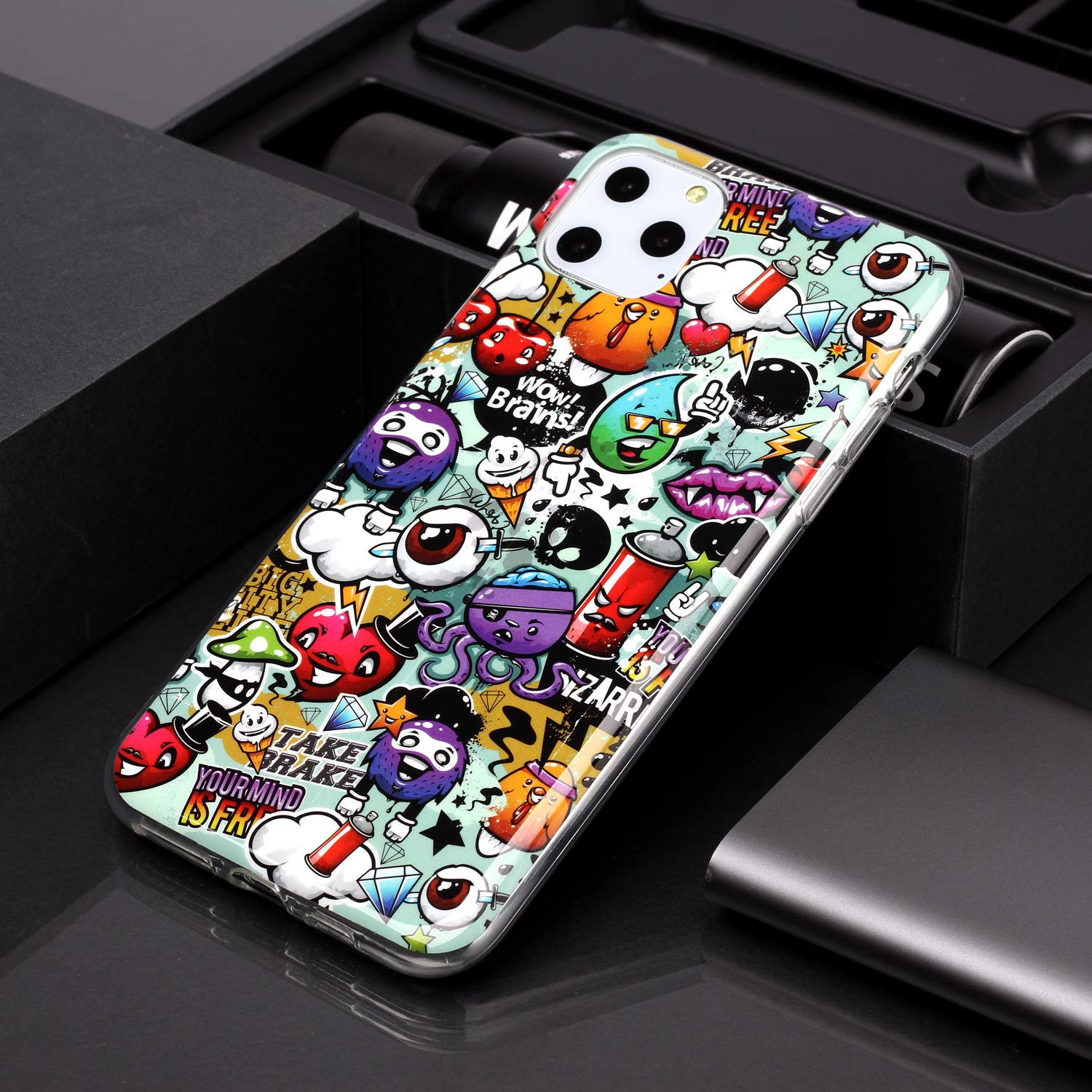 Leuchtende Silikon-Hülle Für IPhone 14 Pro 6,1'' – Fluoreszierend Im Dunkeln, Buntes Graffiti-Design, Stoßfest