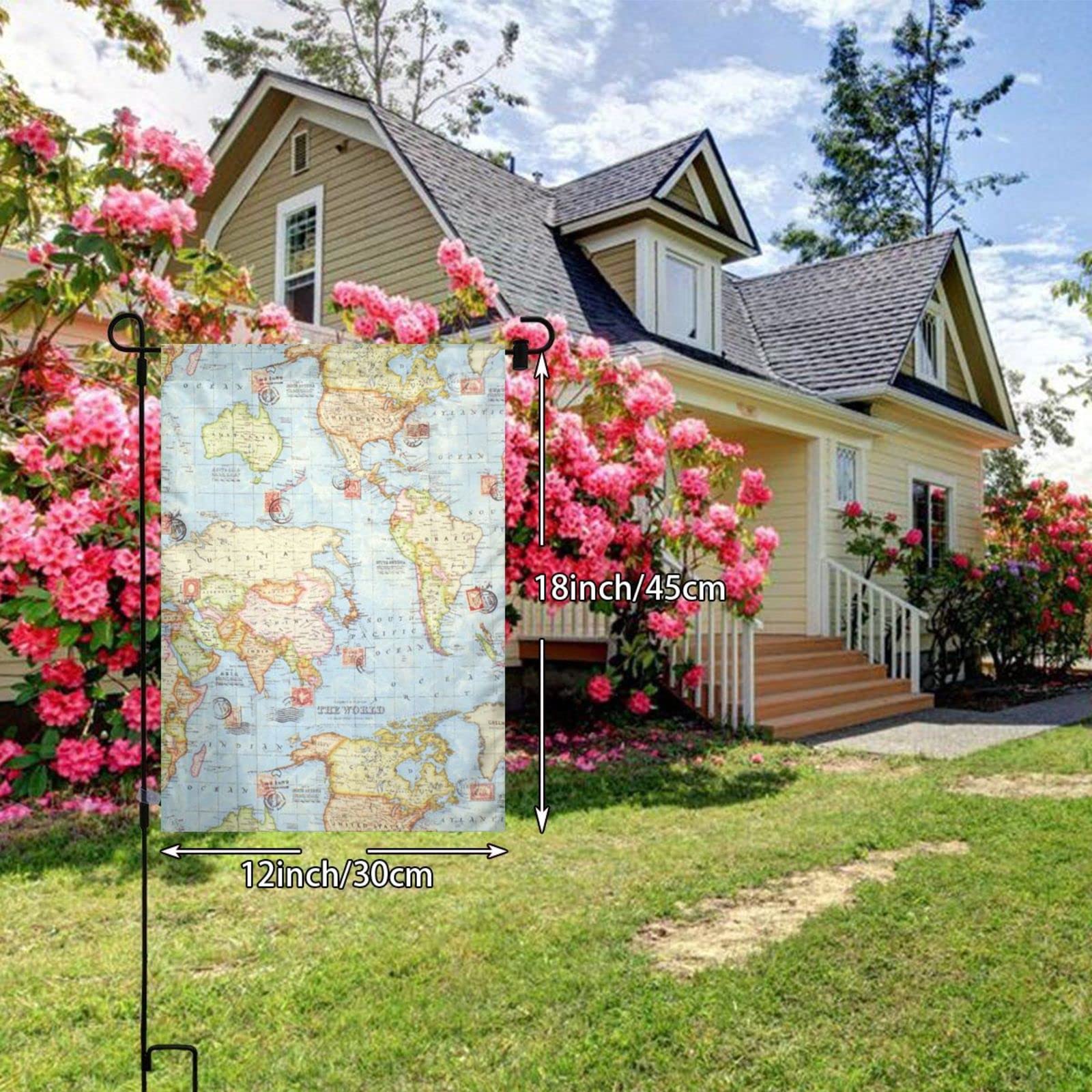 Amazon.co.jp: 世界地図 季節の庭の旗 小さな庭の旗 休日 屋外装飾