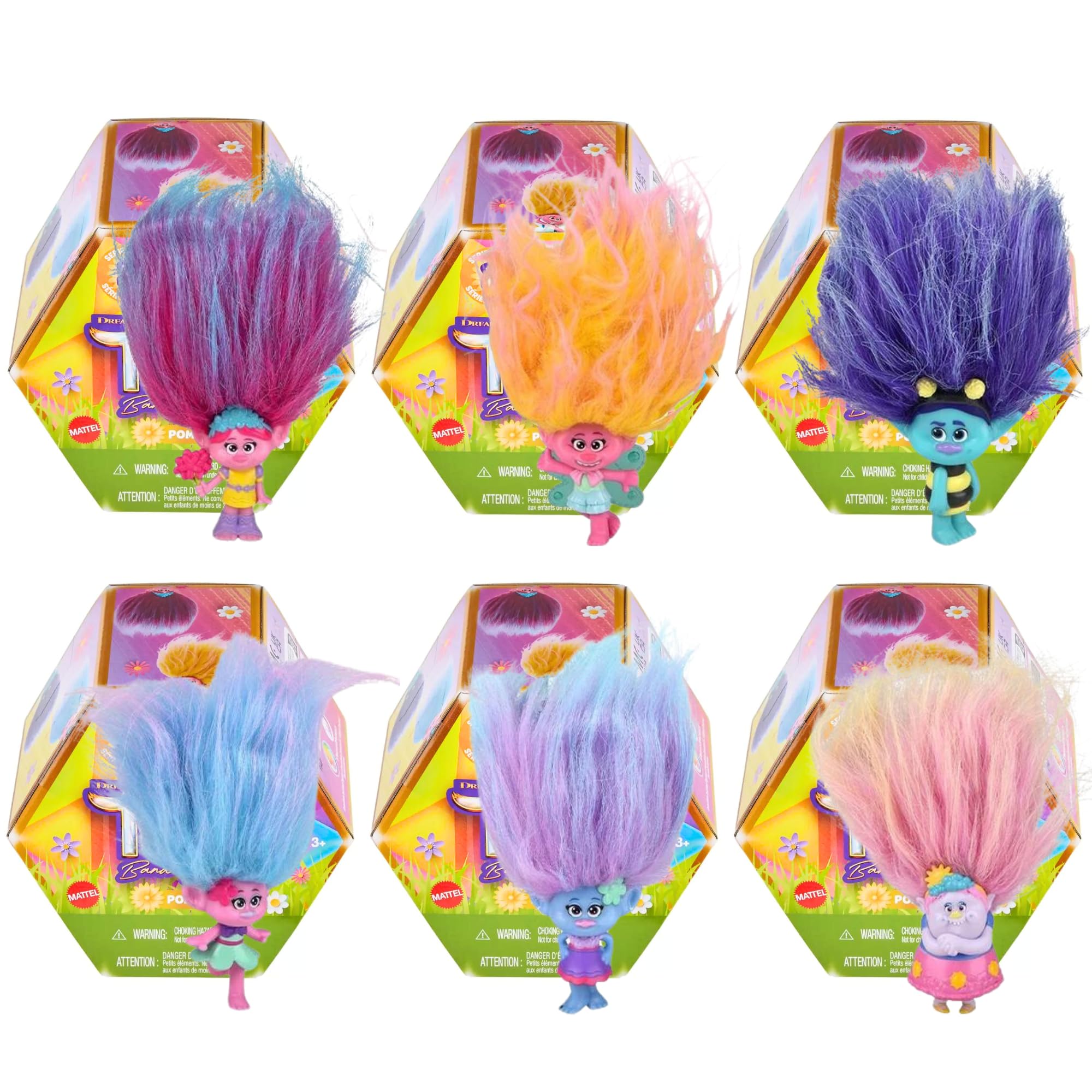 Trolls Pom Poms Series 2 Keyclip Toy Figure Identified Sets - Pack of All 6