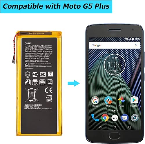 Miniatura 5 de Batería de repuesto HG40 compatible con Motorola Moto G5 Plus XT1684 XT1685 XT1685 XT1687 SNN5984A con herramientas