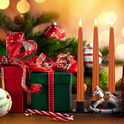 Miniatura 3 de CVHOMEDECO. Velas cónicas sin llama con control remoto de 10 teclas, funciona con pilas, velas LED parpadeantes con mecha 3D para ventana,