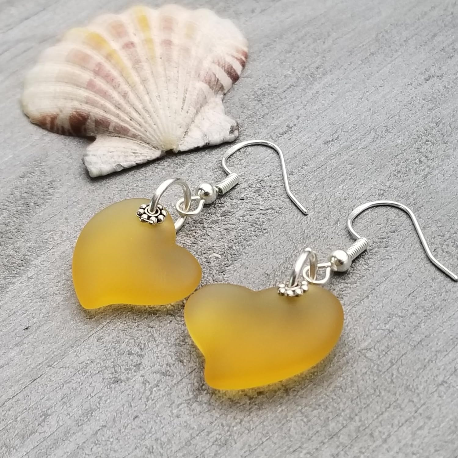 Hawaii Handmade Sea Glass Jewelry, Minimalist "Twin Hearts" Sea Glass Earrings, Birthday Gift for Women, Beach Jewelry