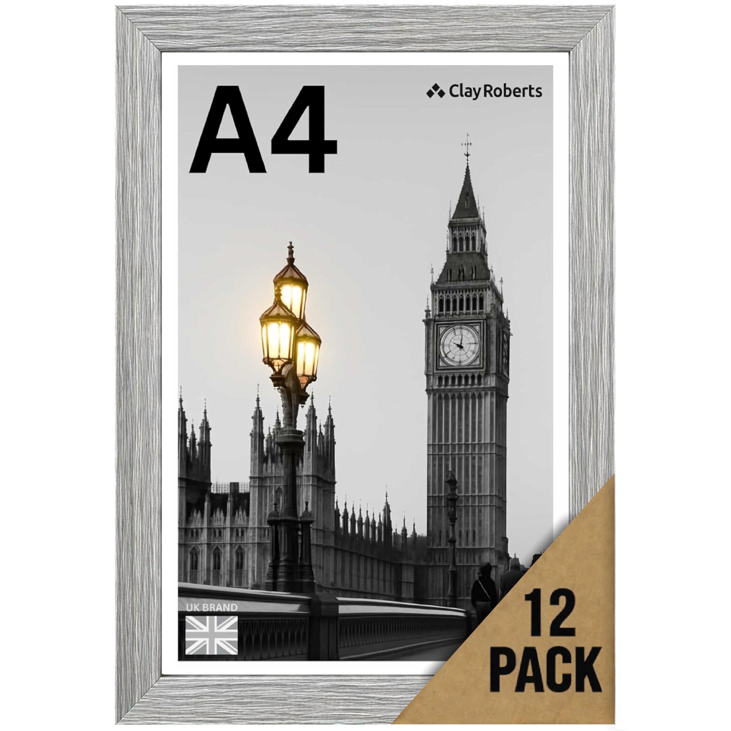 A4 Light grey Photo Frame – Modern A4 Frame for Certificates, Pictures & Prints, Wall Hanging (Portrait or Landscape), Document & Poster Frame UK — image 1
