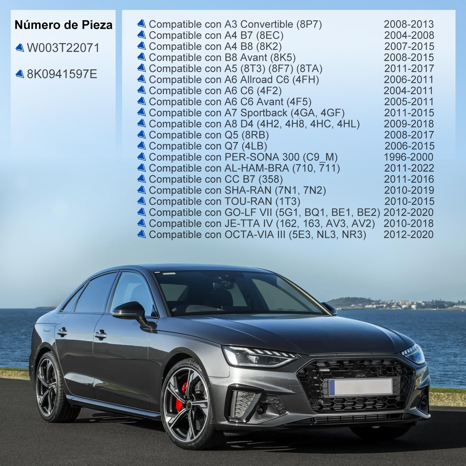 Balastro Xenon W003T22071, Hid Balastros de Faros D3s D4s, Centralita Xenon 8K0941597E Compatible con A1 A3 A4 A5 A6 A7 A8 Q3 Q5 Octavia Golf Jetta Tiguan Touran Sharan