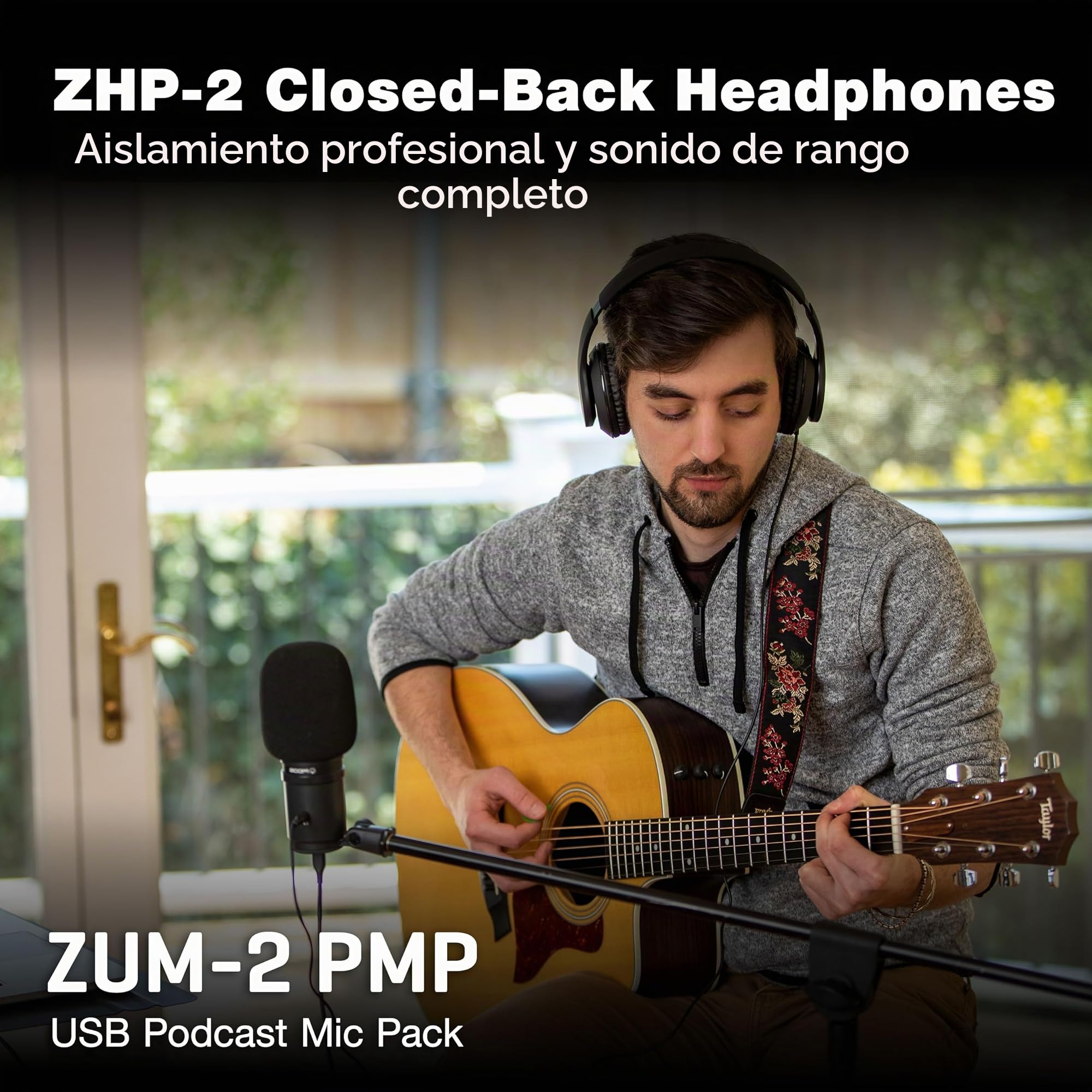 Zoom Zum-2 Podcast Mic Pack, Podcast micrófono USB, Auriculares, trípode, Parabrisas, Cable USB, para grabación y transmisión de podcasts, música, Voz en Off y Mucho más