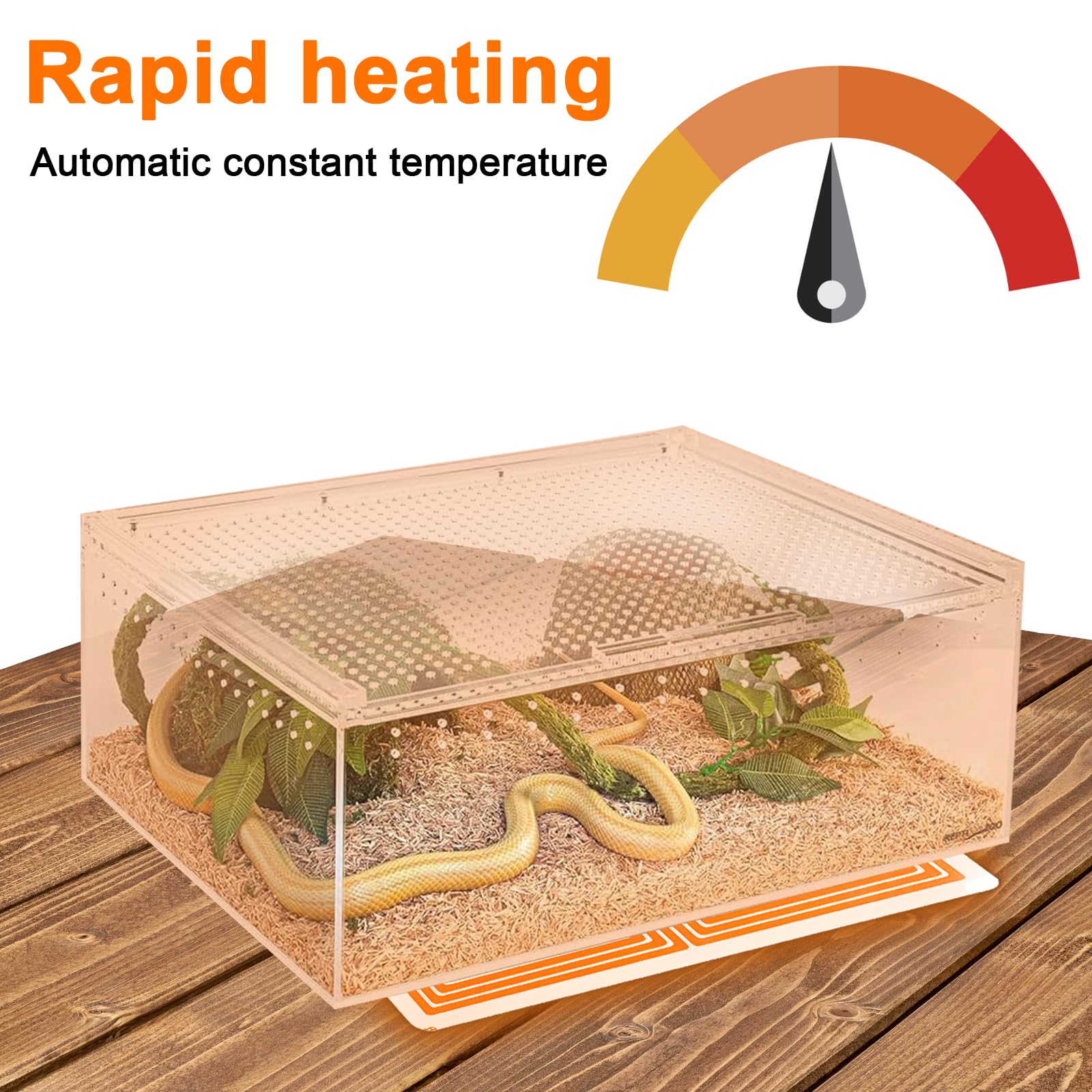 HENGBIRD Terrario con regulador de temperatura de 10 niveles, para tortugas, lagartos, serpientes, arañas, orugas, 5 W, 15 x 14 cm