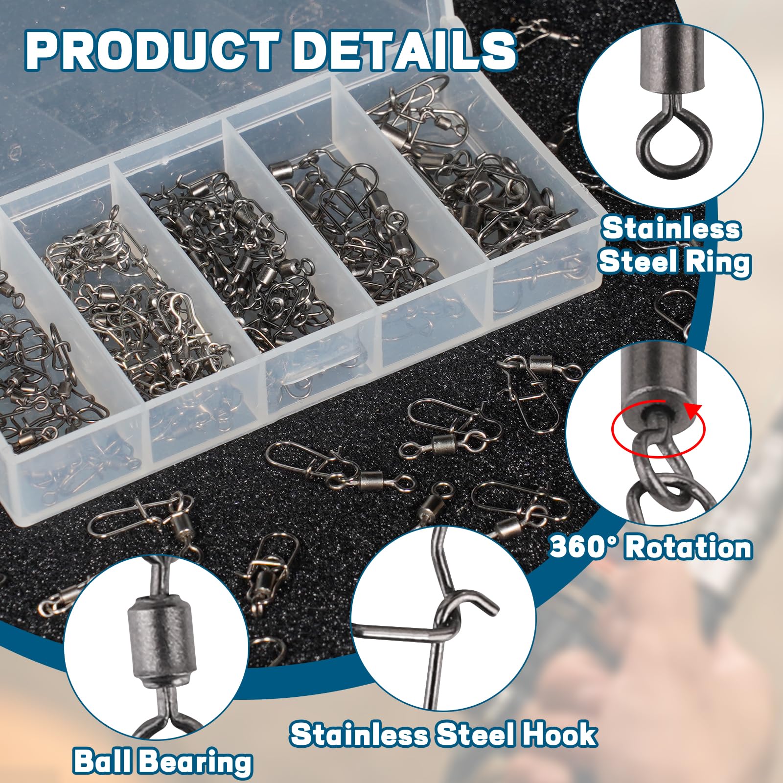 Realure Lot De 200 Boutons-pression Pour émerillons De Pêche, 5