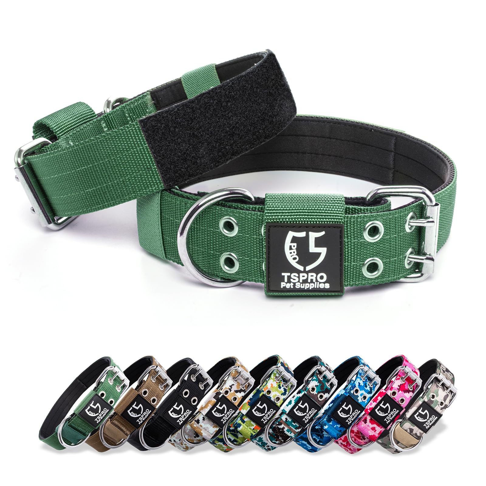 TSPRO Collar Táctico para Perros Ajustable, Collares con Broche de Metal Robusto, de 3,8 cm de Ancho, Duradero y Cómodo para Perros Medianos y Grandes (Camo Rosado M) — view 14