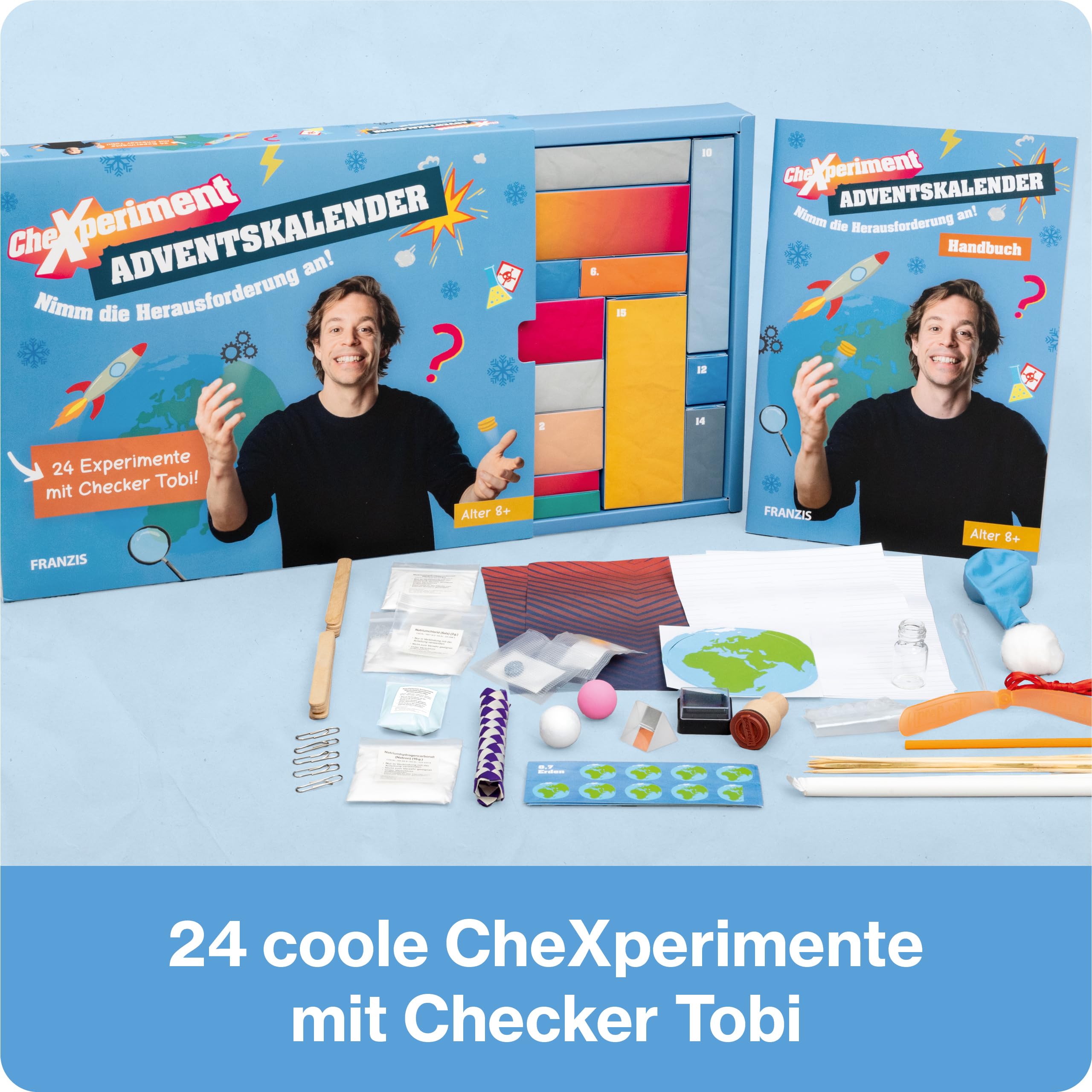 FRANZIS 67220 – Calendario dell'Avvento CheXperiment: accetta la sfida! 24 esperimenti per l'Avvento con Checker Tobi!