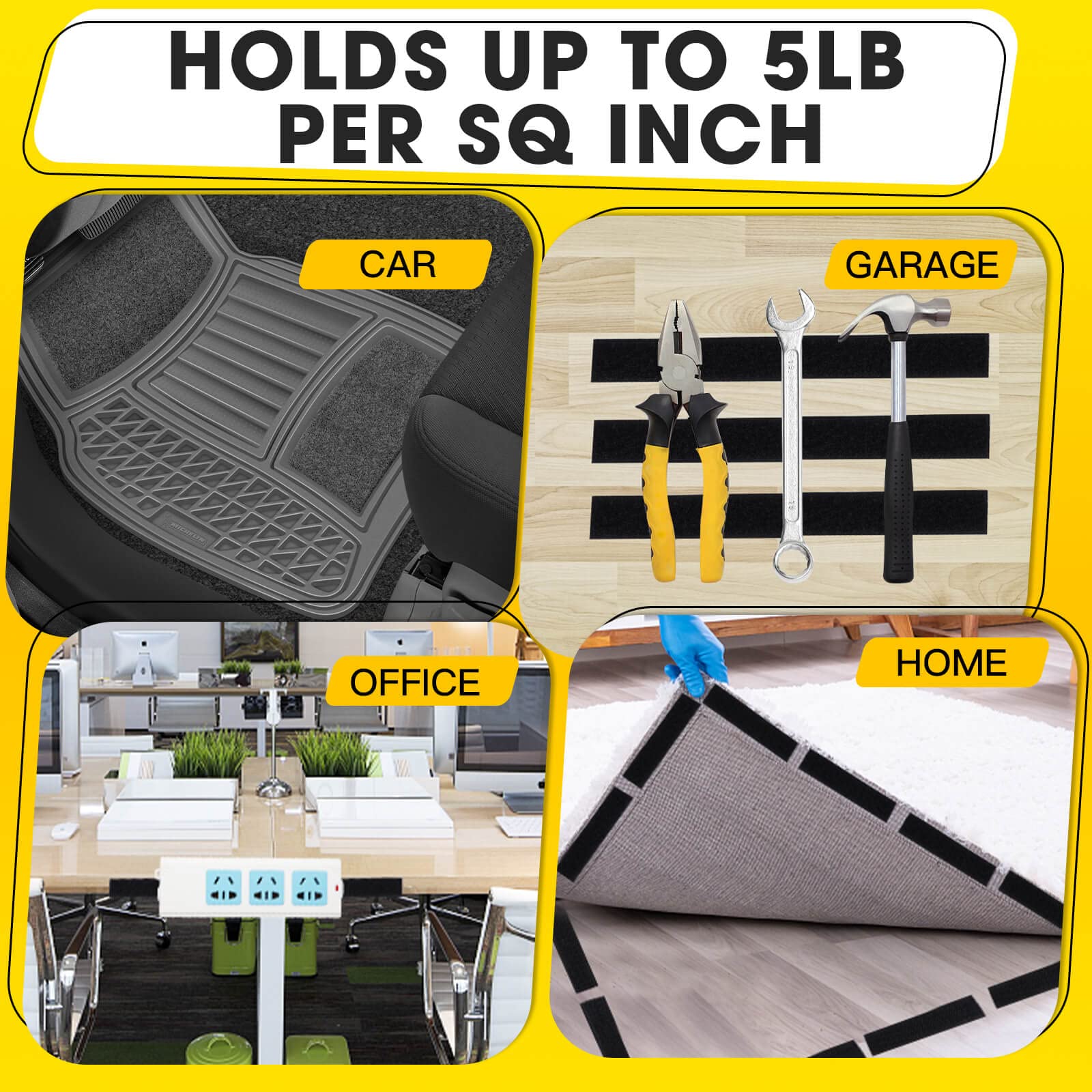 Cierre Adhesivo Industrial - 12 Juegos De Velcro 5x10cm Negro