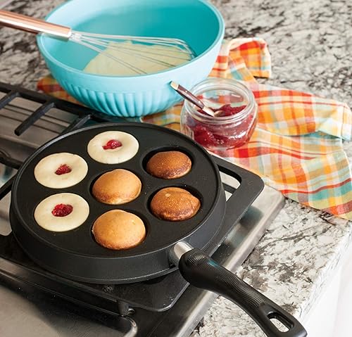 Miniatura 7 de Pieza de hierro de aluminio fundido para hacer Ebleskiver daneses especialidades internacionales de Nordic Ware 16 Negro